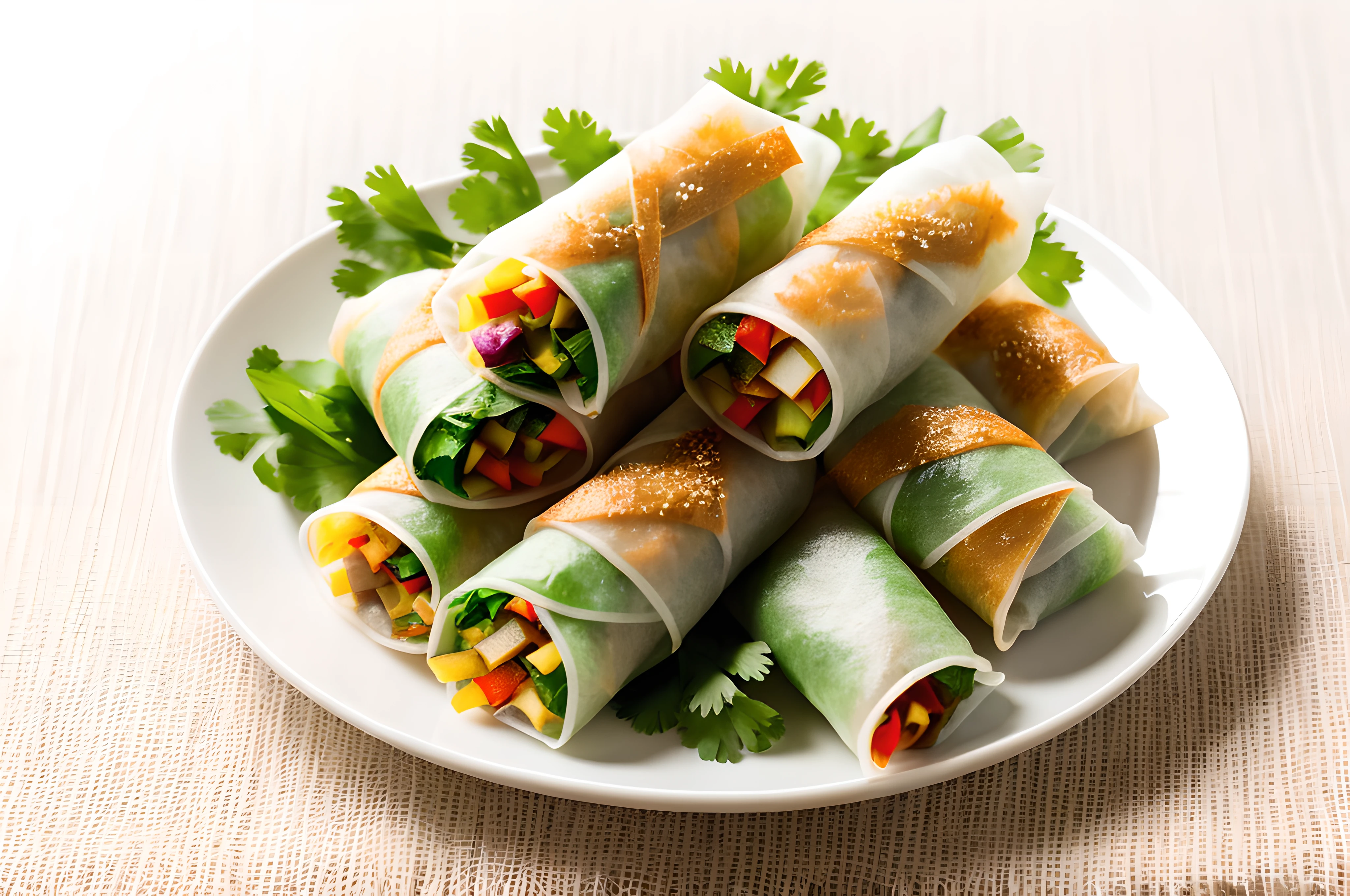 Chinese traditional spring rolls isolated on transparent or white background