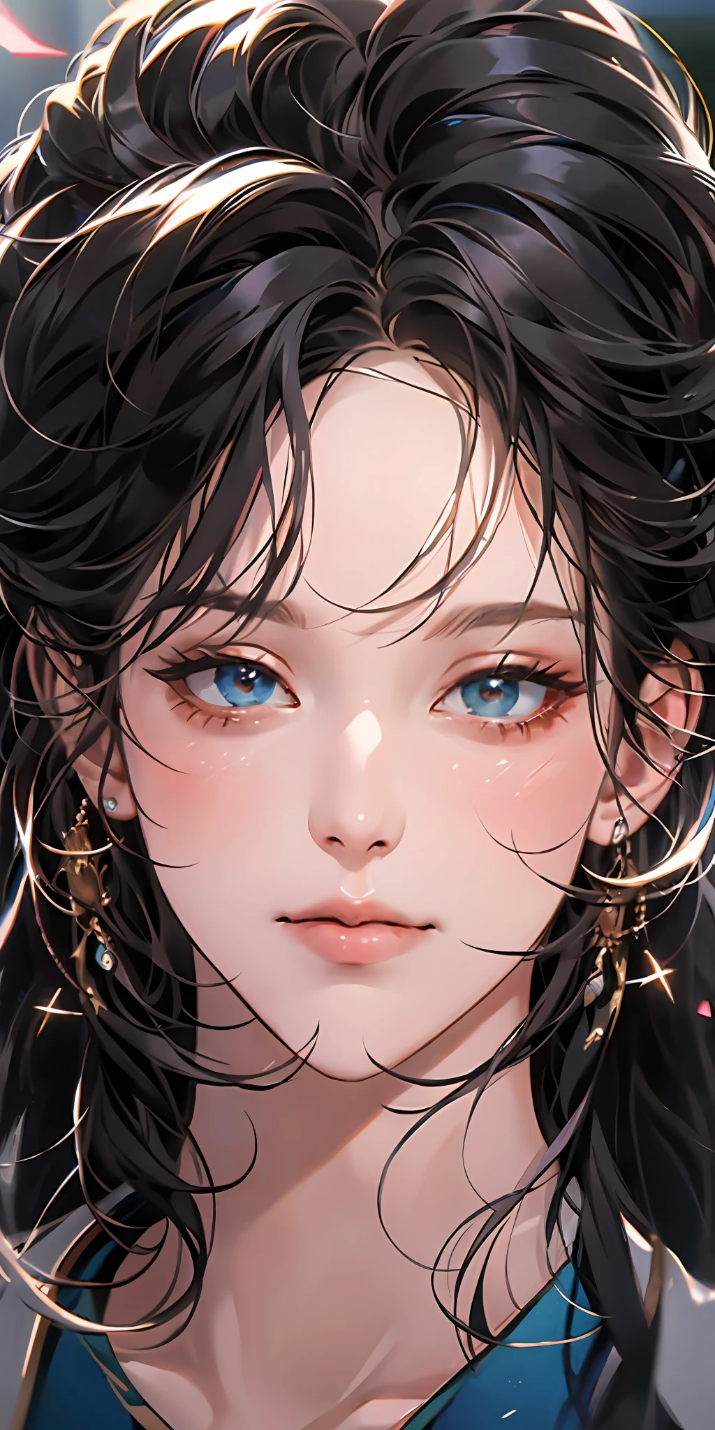 black hair, Hyperrealism, blurry foreground, projected inset, backlighting, 8k, super detail