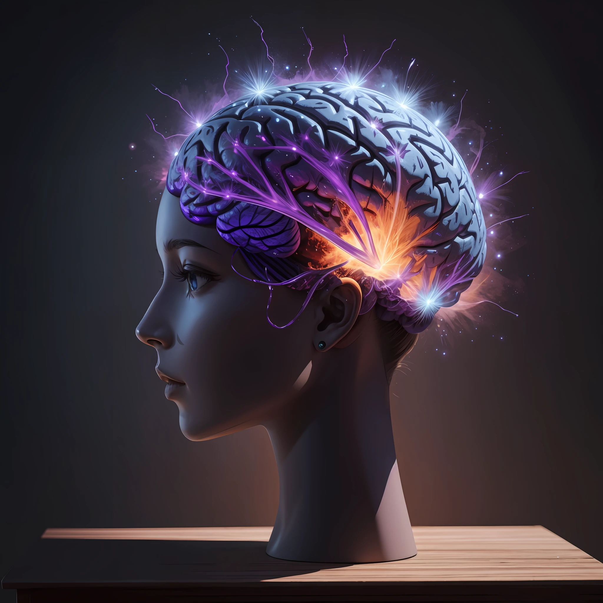 purple plasma brain, realistic, best quality, 4k