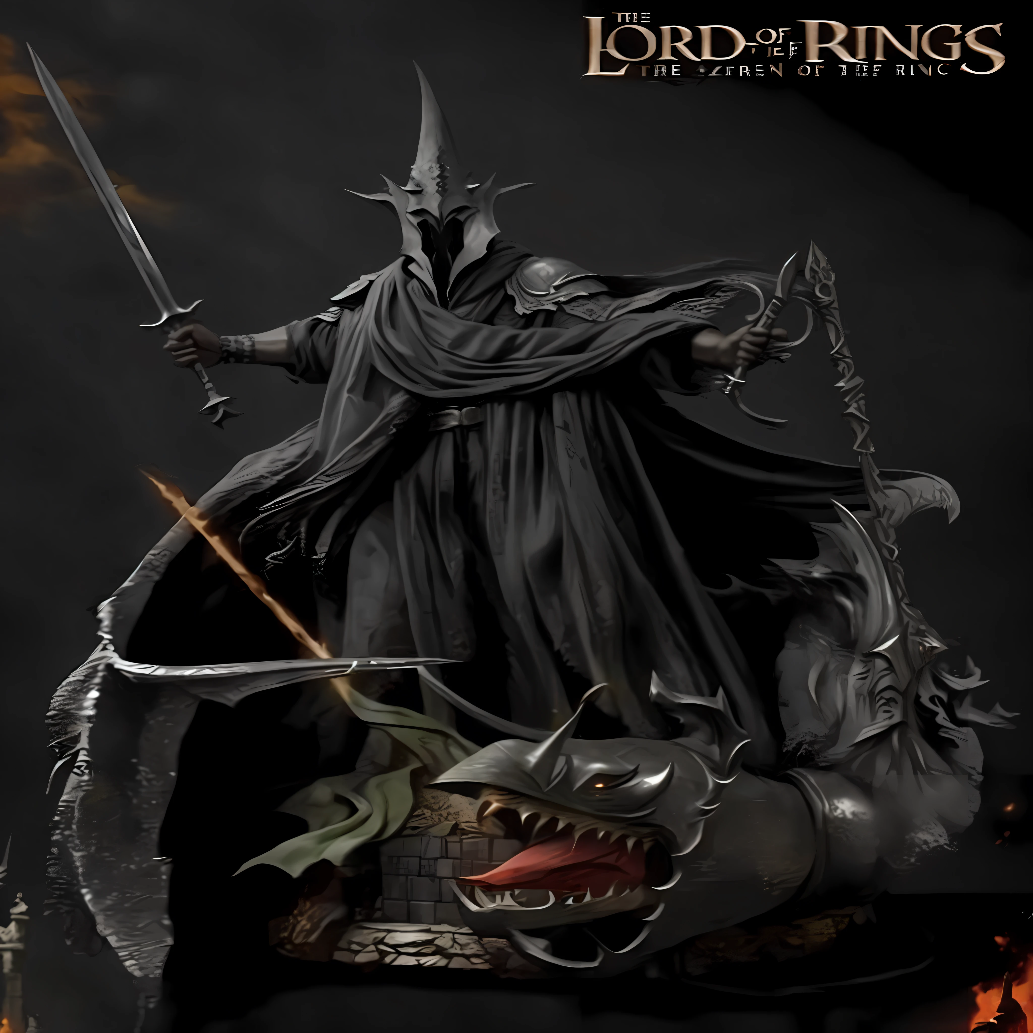 Statue of the Lord of the Rings, Nazgul, O Senhor das Trevas Sauron, nazgul from lord of the rings, Sauron, McFarlane, Todd McFarlane, Sideshow collectibles, o Senhor das Trevas, Senhor de Cinder, Weta, Retrato de Sauron, Sauron lutando contra Saruman, Senhor das Trevas, inspirado em Alan Lee, Morgoth, Mordor