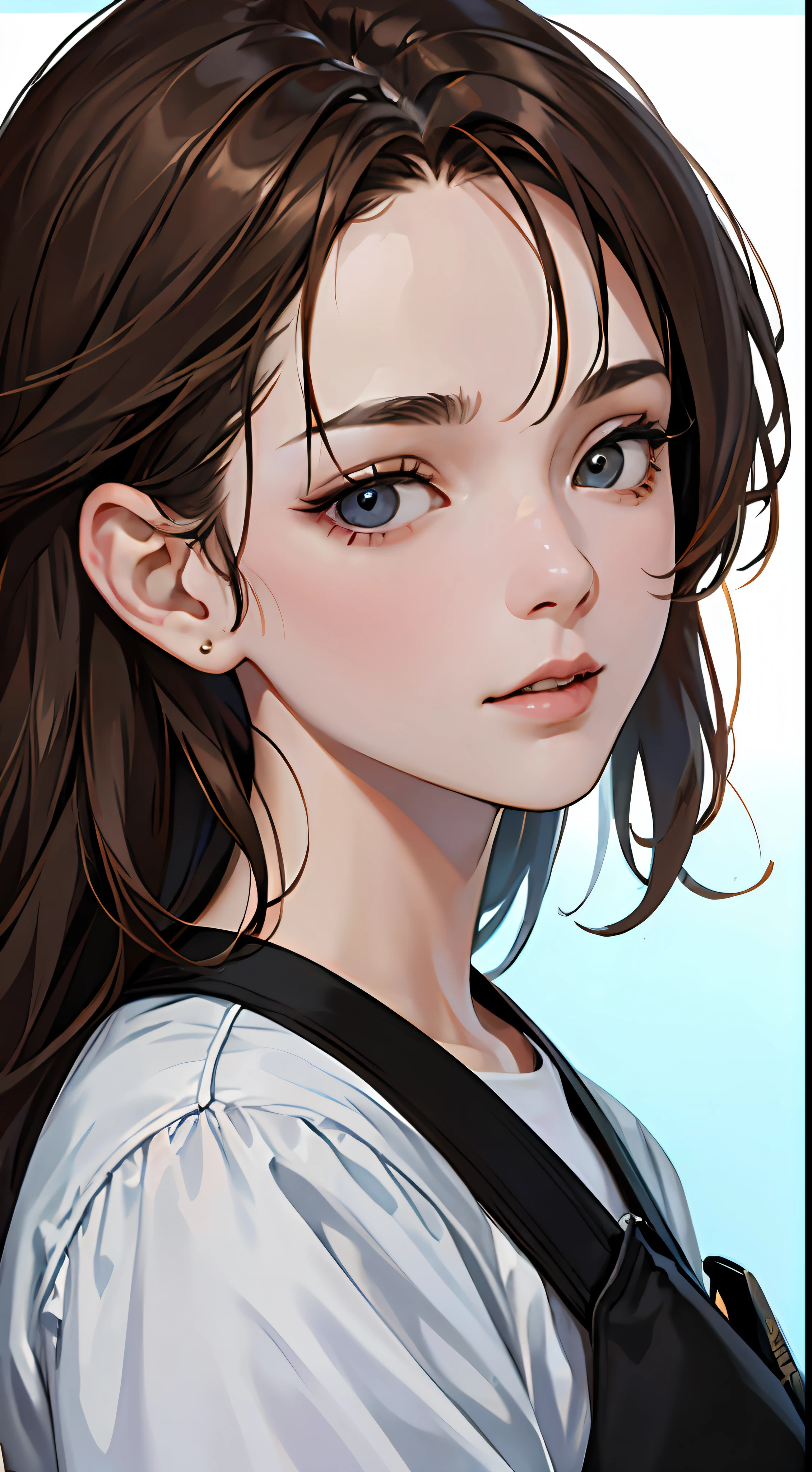 asiagirl, Brown hair, hair behind ear, Messy hair, flipped hair, Close your eyes and enjoy the daylight, High detail,Highly Detailed Face and Skin Textur,Detailed eyes,二重まぶた, modern, Minimalism, romanticism lain, back lit lighting, Vignetting, symetry, Close-up, Sideways, Lens flare, f/1.8, 85mm, Sony FE GM, hyper HD, 4K --auto