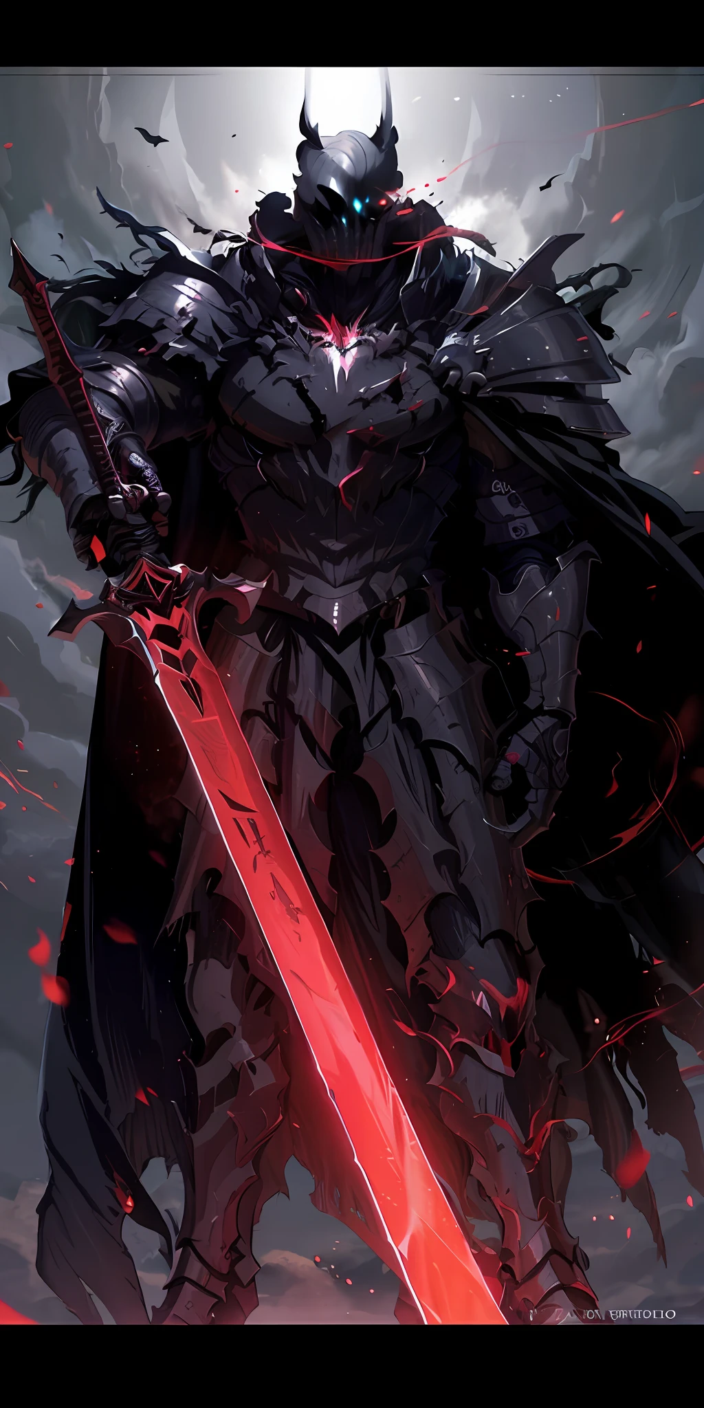 a close up of a person with a sword in their hand, cavaleiro do mal, cavaleiro de sangue, guerreiro das trevas, arte de estilo fantasia escura, ares com armadura pesada e espada, epic fantasy art style, O Senhor das Trevas Sauron, epic fantasy digital art style, gothic knight, Senhor Sith, Berserk Skullknight Armadura Negra, cavaleiro da fantasia, O Senhor das Trevas, guerreiro da fantasia, 8k, ultra realista