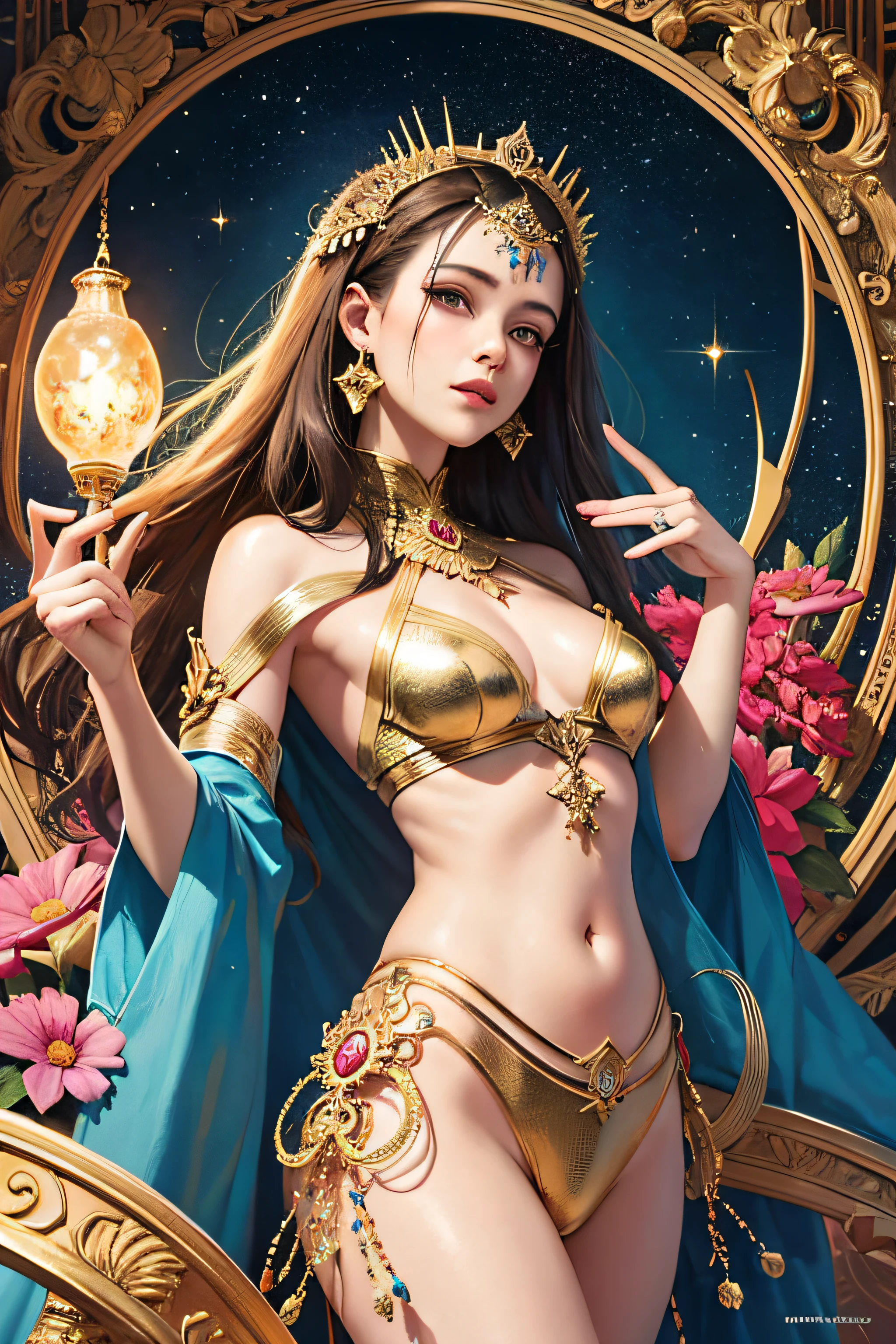 (masterpiece, top quality, best quality, official art, beautiful and aesthetic:1.2), (1girl), extreme detailed,colorful,highest detailed, official art, unity 8k wallpaper, ultra detailed, beautiful and aesthetic, beautiful, masterpiece, best quality, (zentangle, mandala, tangle, entangle) ,holy light,gold foil,gold leaf art,glitter drawing, PerfectNwsjMajic