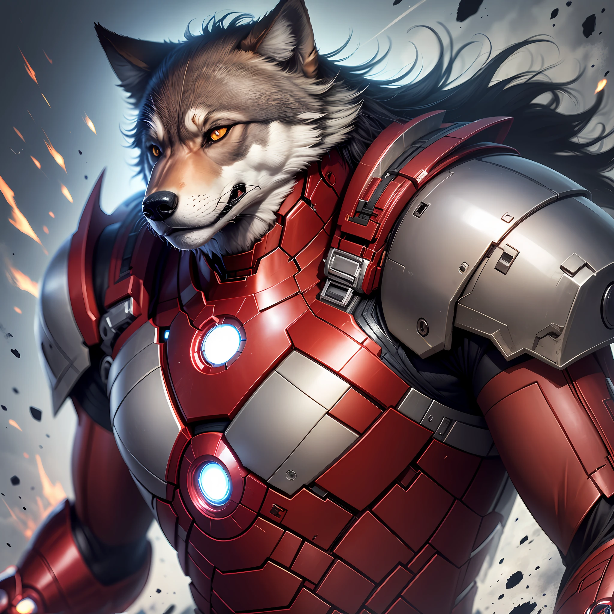 big wolf in the body of human, wolf head, claws, fang, iron man suit --auto --s2