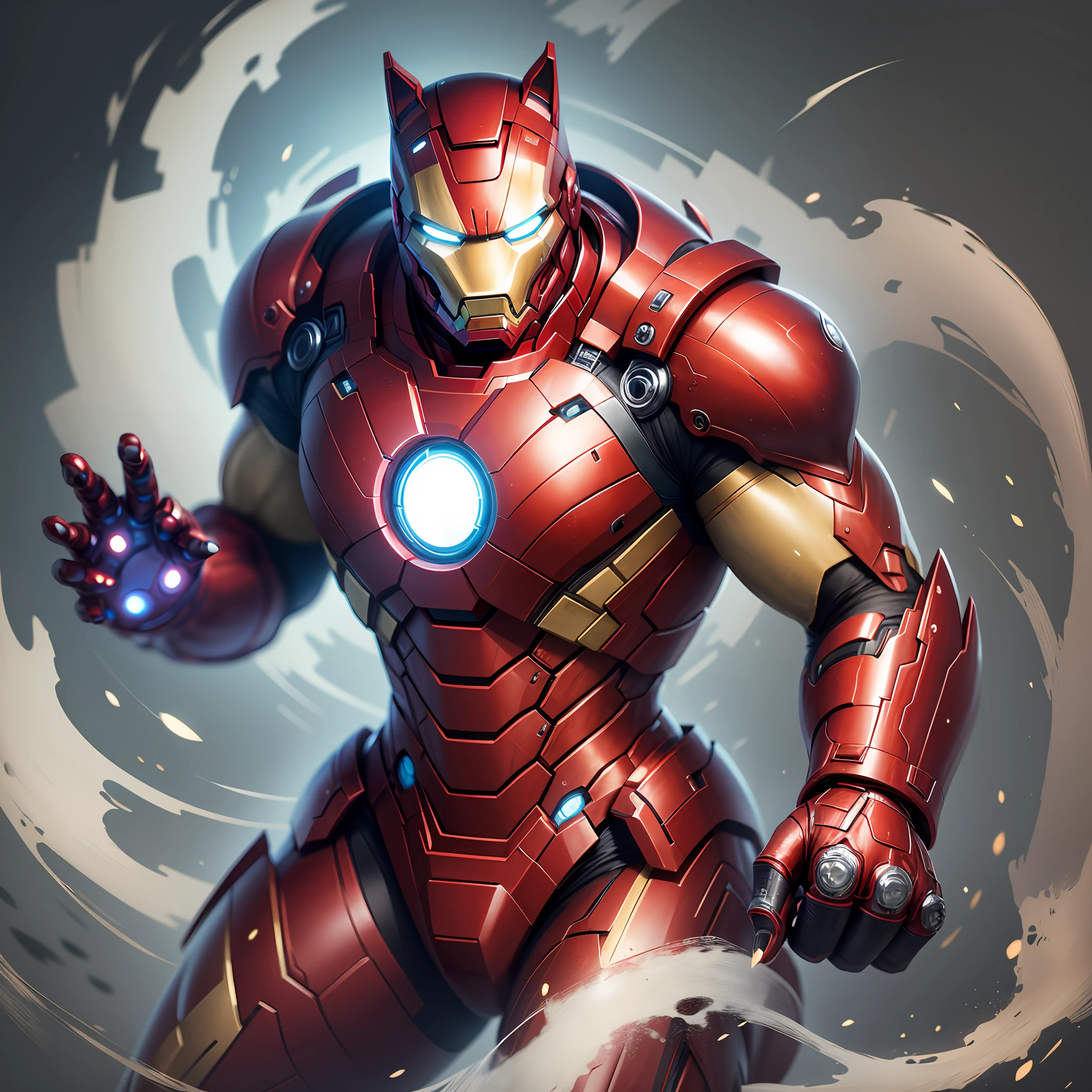 masterpiece, best quality, ultra detailed, wallpaper, big wolf in the body of human, wolf head, claws, fang, iron man suit --auto --s2