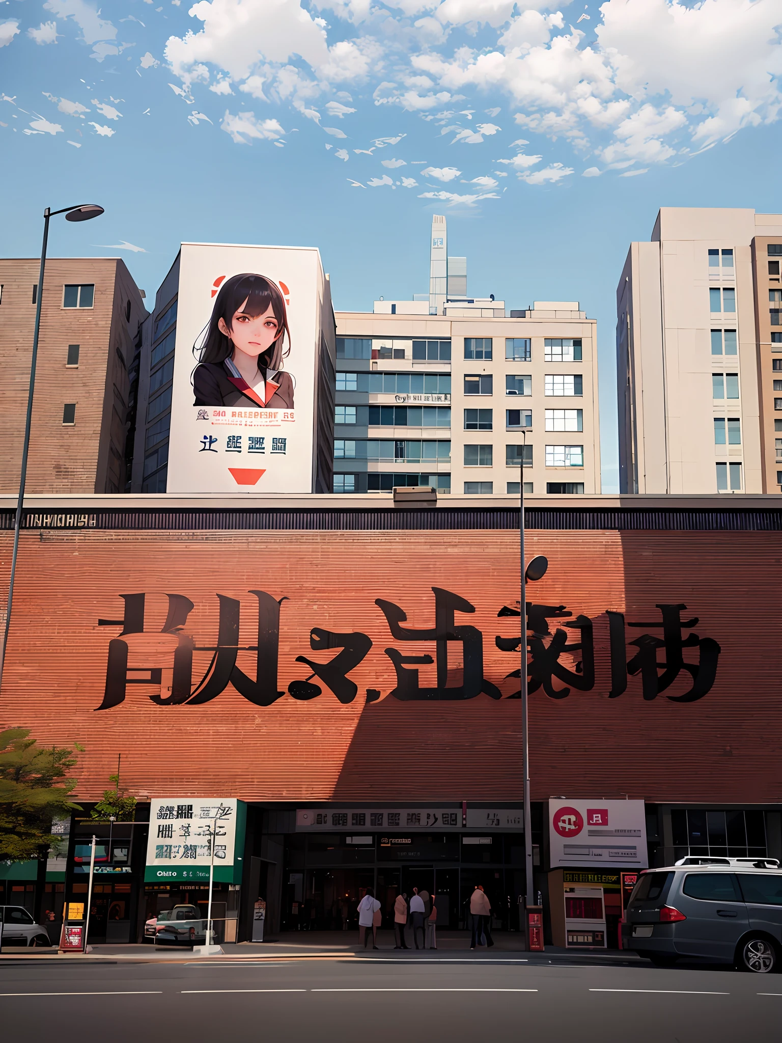 Arafeld Building，There are a lot of ads on it, overlaid with chinese adverts, large view, Some floating billboards, center view, genius, digital billboard in the middle, Lots of signboards and shops, su fu, shanghai, 4 0 mp, 40mp, advertising billboard, photo taken in 2018, kanliu666