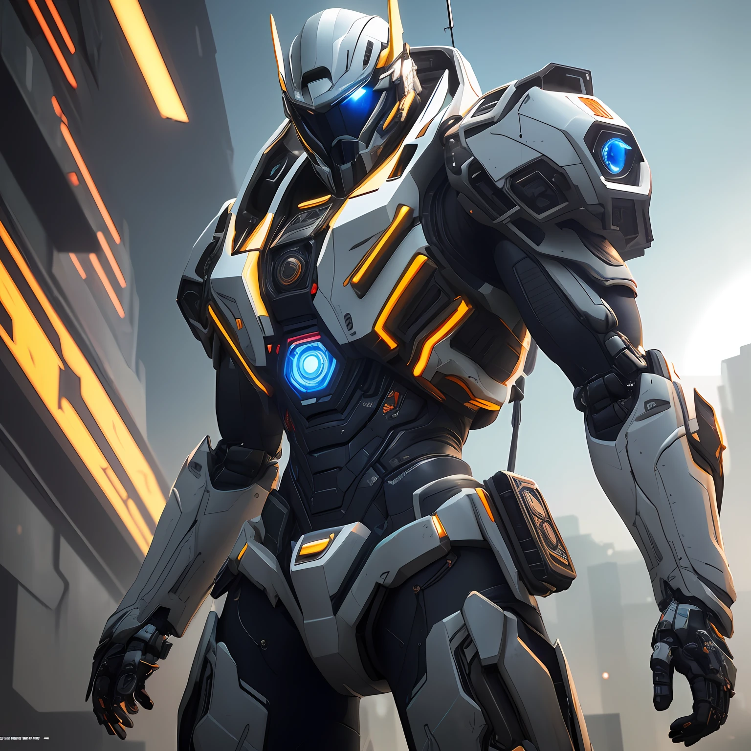 ((best qualtiy)), ((tmasterpiece)), (the detail:1.4), 3D, A beautiful cyberpunk mech image,HDR(HighDynamicRange),Ray traching,NVIDIA RTX,Super-Resolution,Unreal 5,Subsurface scattering、PBR Texture、post-proces、Anisotropy Filtering、depth of fields、maximum definition and sharpness、Many-Layer Textures、Albedo e mapas Speculares、Surface Coloring、Accurate simulation of light-material interactions、perfectly proportions、Octane Render、Two-colored light、largeaperture、Low ISO、White balance、the rule of thirds、8K RAW、 --auto