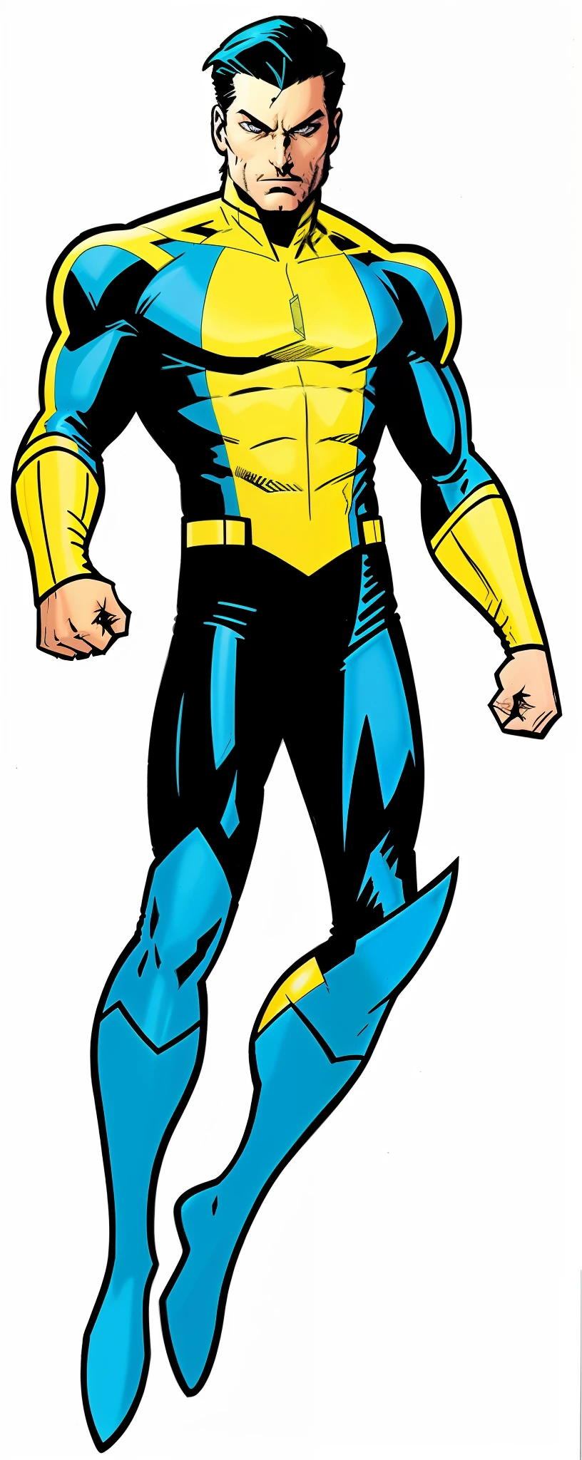 a close up of a man in a yellow and blue suit, yellow x-man costume, x-man costume, x man costume, cyclops, comic book character, blue and yellow spiderman, 90s comic book character design, inspired by John Romita Jr, john romita senior, john romita junior, spiderman as wolverine, wolverine