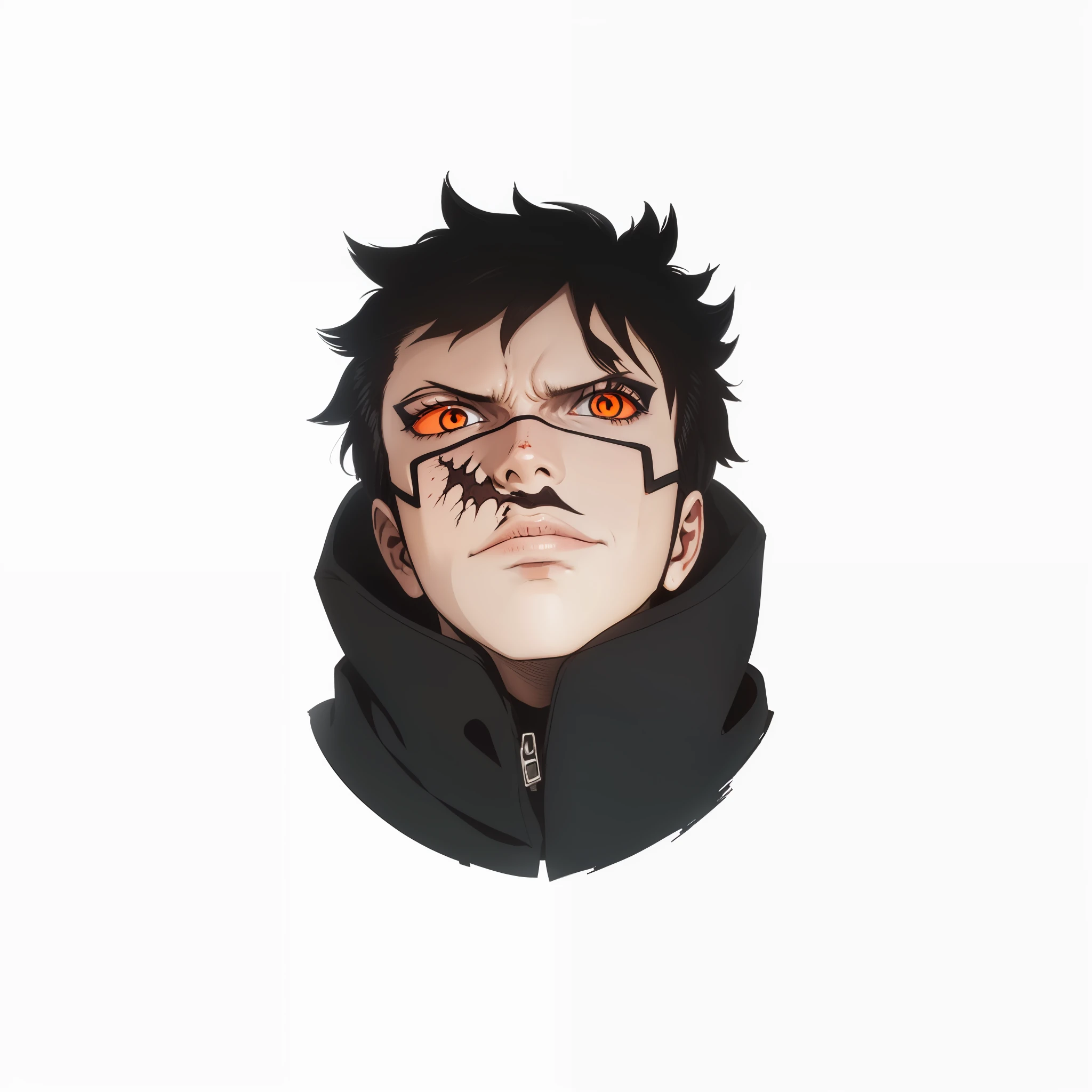 Mask, detailed mask, orange eyes, detailed wound