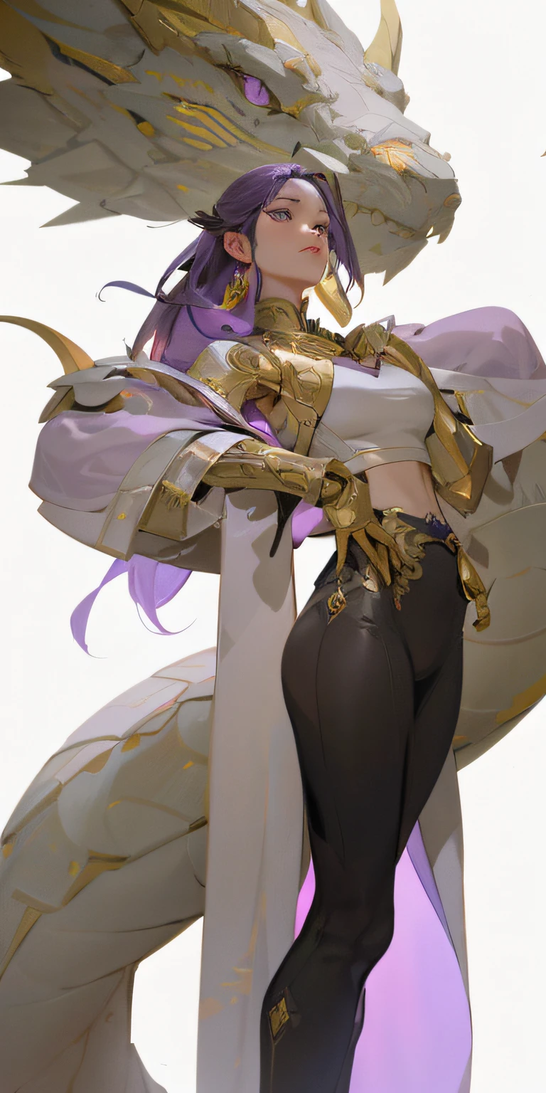 Anime - style image of a woman with a dragon as head and a purple dress, Keqing de Genshin Impact, Zhongli, Genshin Impact, Krenz Cushart e Artgerm, cushart krenz arte chave feminina, portrait knights of zodiac girl, Personagem Genshin Impact, Guweiz em ArtStation Pixiv, Guweiz