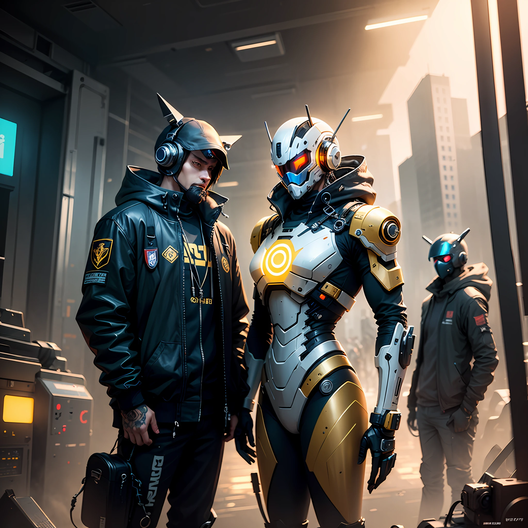 mechs，cyber punk style，1:1，Black and gold predominant --auto