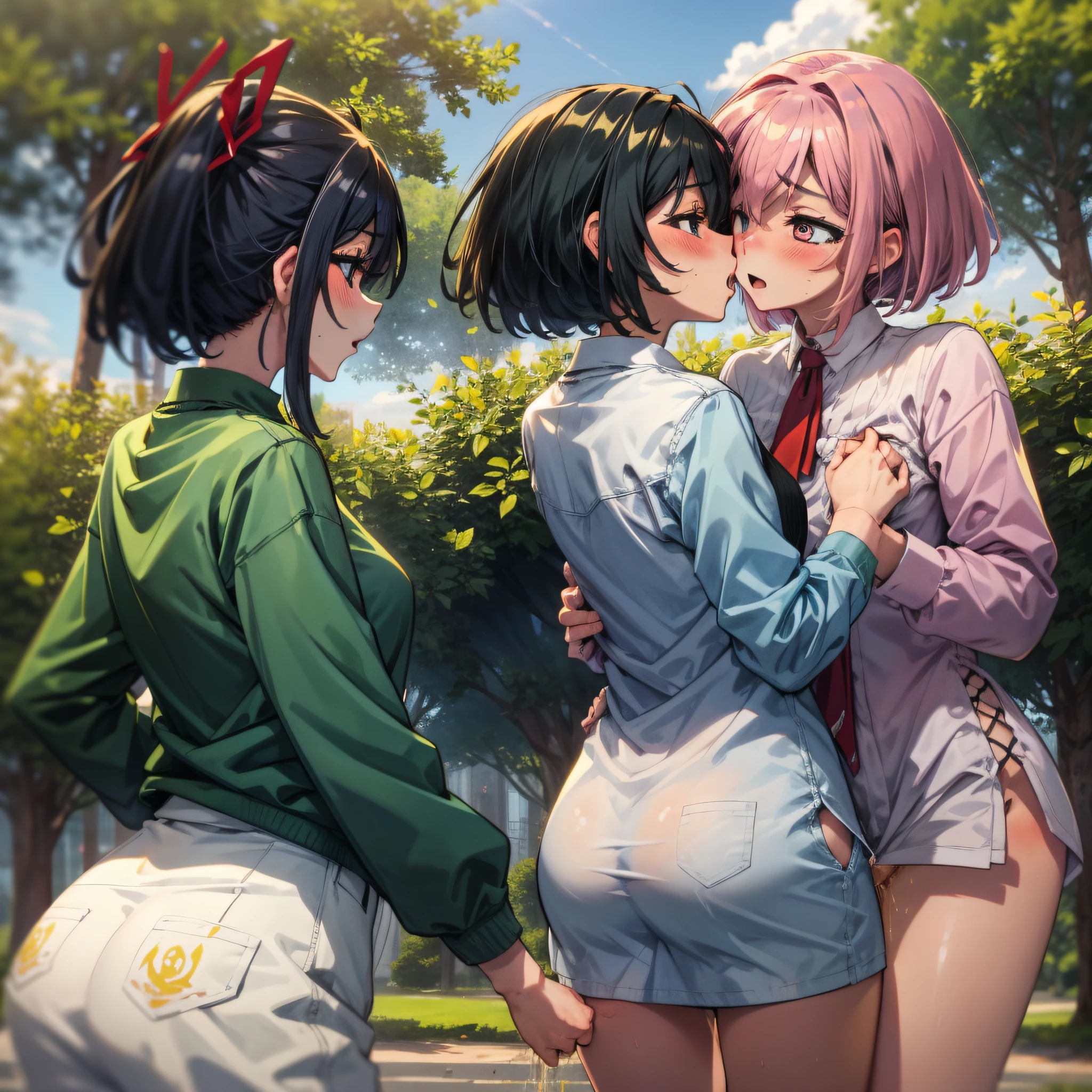 Woman having fun in the park２a person、obscenity:1,2、Metamorphosis:1,2、NSFW:1,2、Lesbian Mika:1,2、Grabbing each other's buttocks、the kiss、red blush、peeing