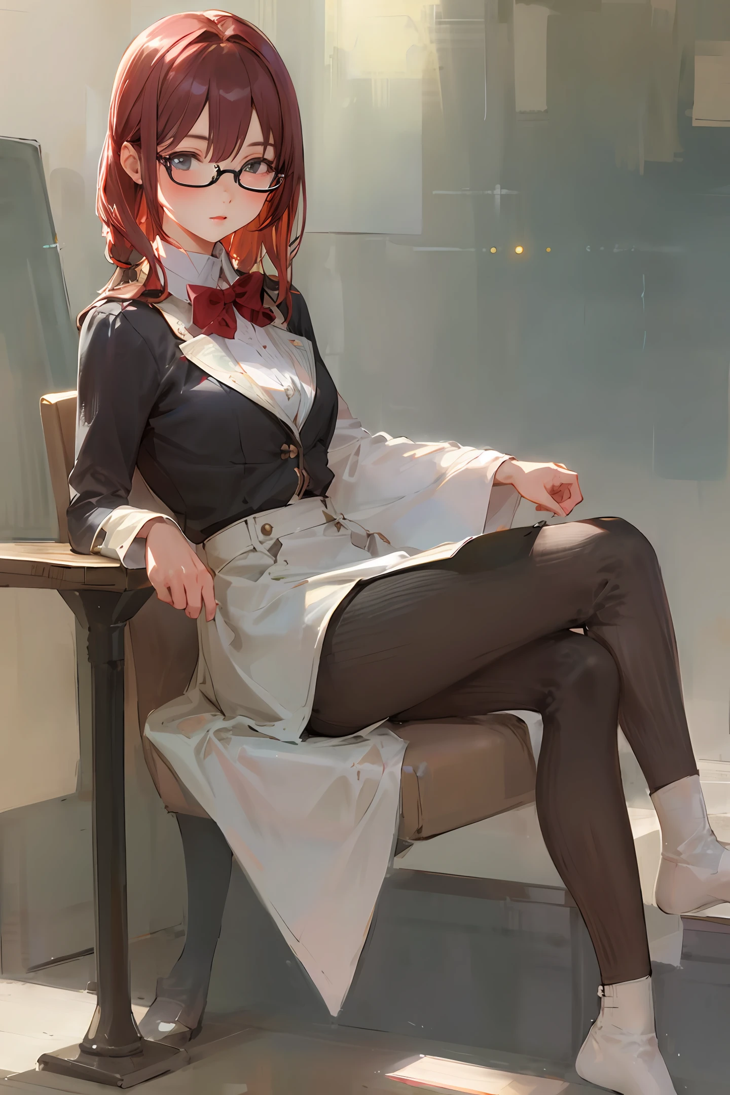 Glasses girl in stockings
