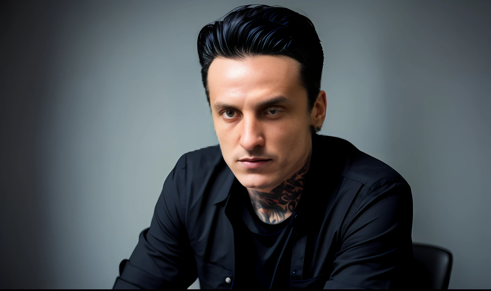 Man with a tattoo on his arm and a black shirt, foto de perfil headshot, Raphael Personnaz, Darius Zawadzki, Ben Shapiro como o Coringa, Bogdan Rezunenko, Ben Shapiro •, Tyler Oeste, Charlie Bowater e Mark Brooks, taken in the early 2020s, maxwell boas, Daniel Oxford