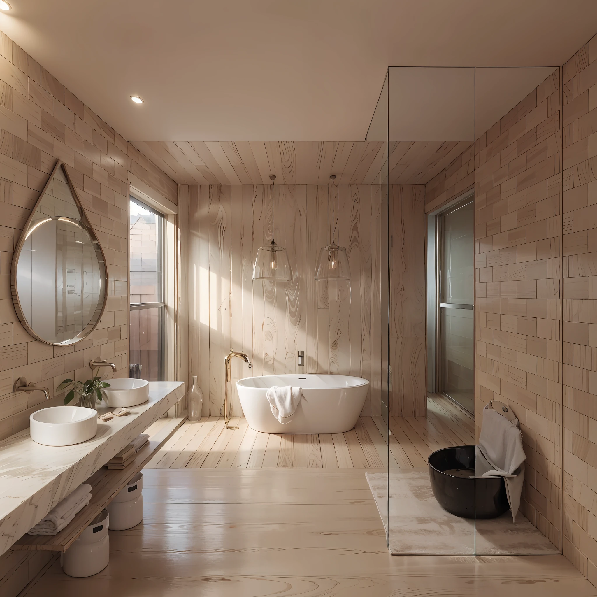 Minimalism interior 1, bathroom, twilight, indoors lighting, people
