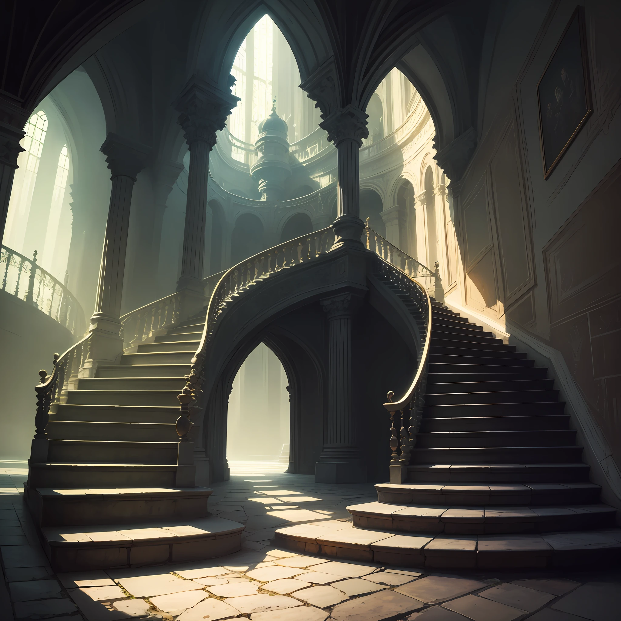 magic staircase without people in a dark and magical place --auto