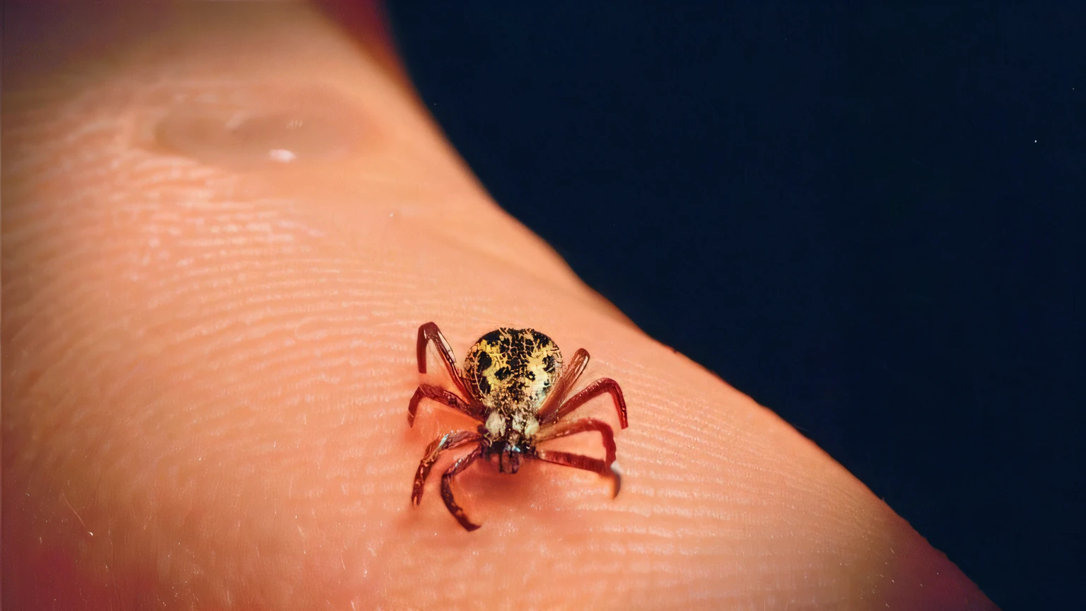 um close up de uma pequena aranha no dedo de uma pessoa, umbracinese, vida de insetos dentro do corpo humano, biological photo, arachnid, photograph credit: AP, illustration], spider abdomen, Disease, foto viral, conspiracionista local, imagem viral, Verrugas, pernas de aranha grandes, Fotografia de 2006, Directed by: Shinji Aramaki
