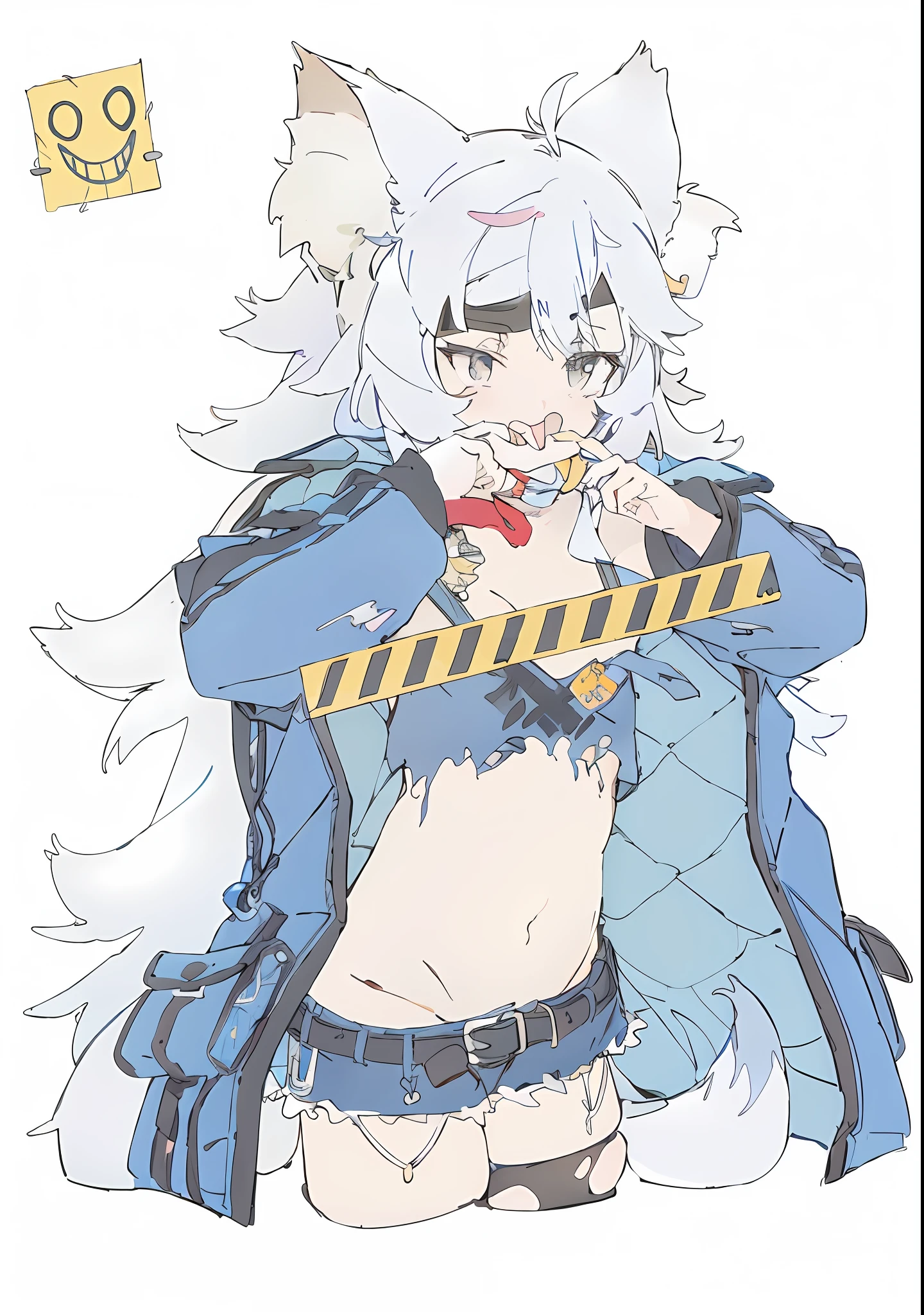 Anime characters with cat tail and cat tail holding the logo, 2 d anime style, Kantai collection style, trending on artstation pixiv, 2d anime, author：Shitao, 《Ghost Wind Special Assault Team》The art of pixels, at pixiv, (sfv) safe to work, trigger anime artstyle, From Arknights, Pisif
