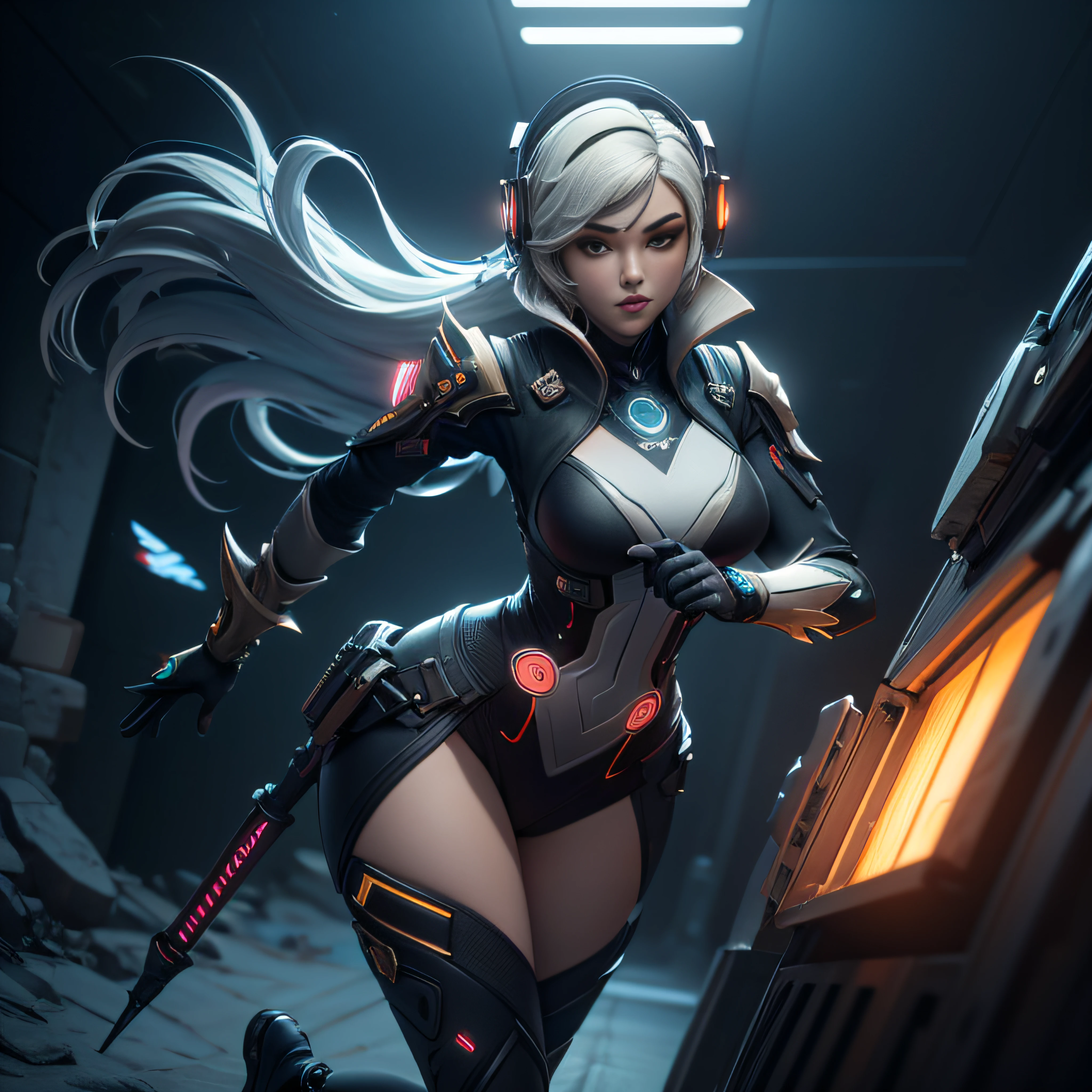 ((Best quality)), ((masterpiece)), (detailed:1.4), 3D, an image of a beautiful cyberpunk female,HDR (High Dynamic Range),Ray Tracing,NVIDIA RTX,Super-Resolution,Unreal 5,Subsurface scattering,PBR Texturing,Post-processing,Anisotropic Filtering,Depth-of-field,Maximum clarity and sharpness,Multi-layered textures,Albedo and Specular maps,Surface shading,Accurate simulation of light-material interaction,Perfect proportions,Octane Render,Two-tone lighting,Wide aperture,Low ISO,White balance,Rule of thirds,8K RAW,