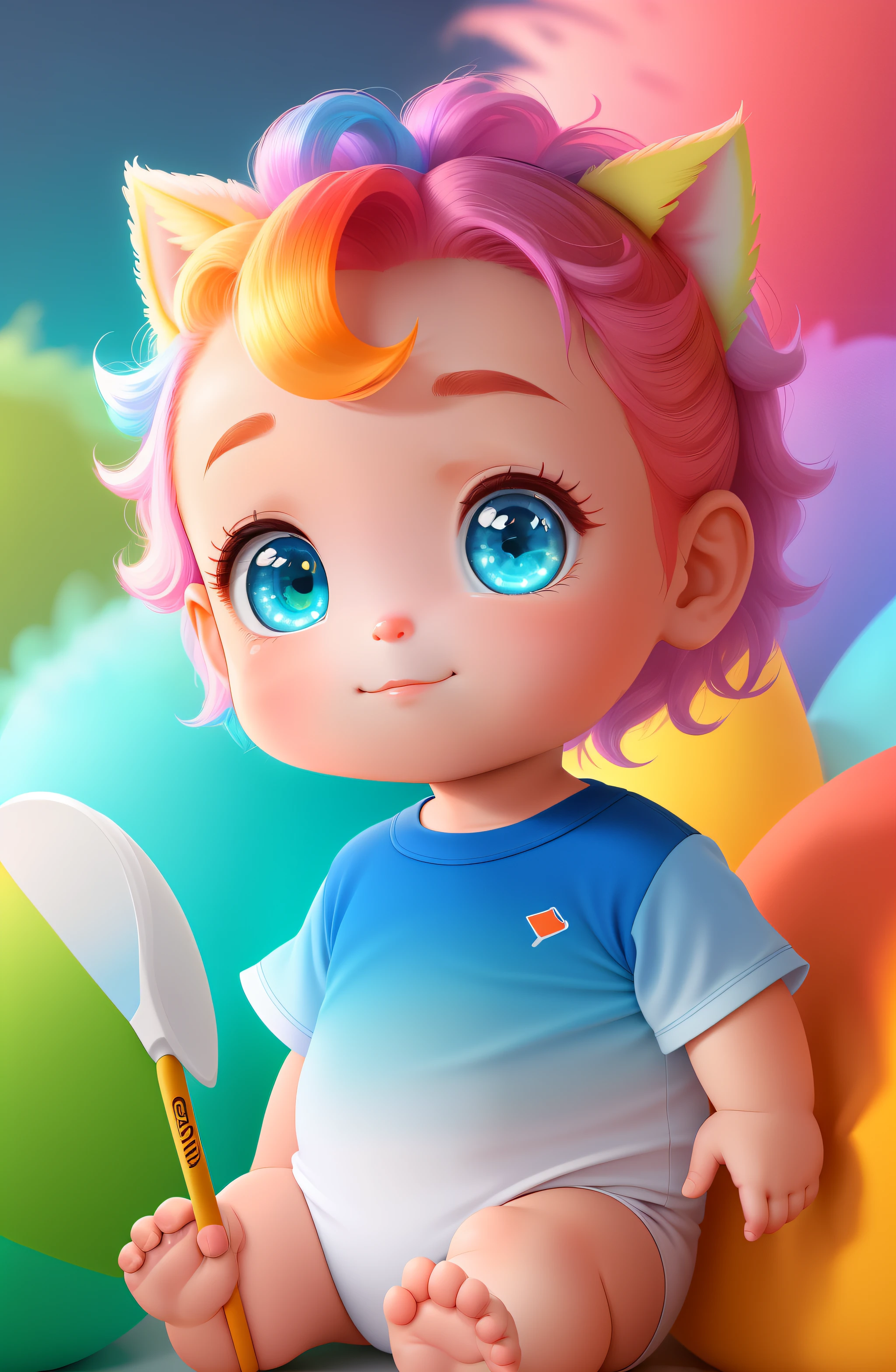 (obra-prima), (melhor qualidade), (ultra-detalhado), (corpo inteiro: 1.2), Super fofo, baby, Pixar, Unicorn baby in pajamas, Olhos grandes e brilhantes, Fofo, Sorriso, Delicado e fino, Contos de fadas, Incrivelmente alto detalhamento, estilo Pixar, paleta de cores brilhantes, luz natural, plano de fundo simples com cores puras, octan render, trending on ArtStation, lindo, ultra grande angular, 8k, HD, realista