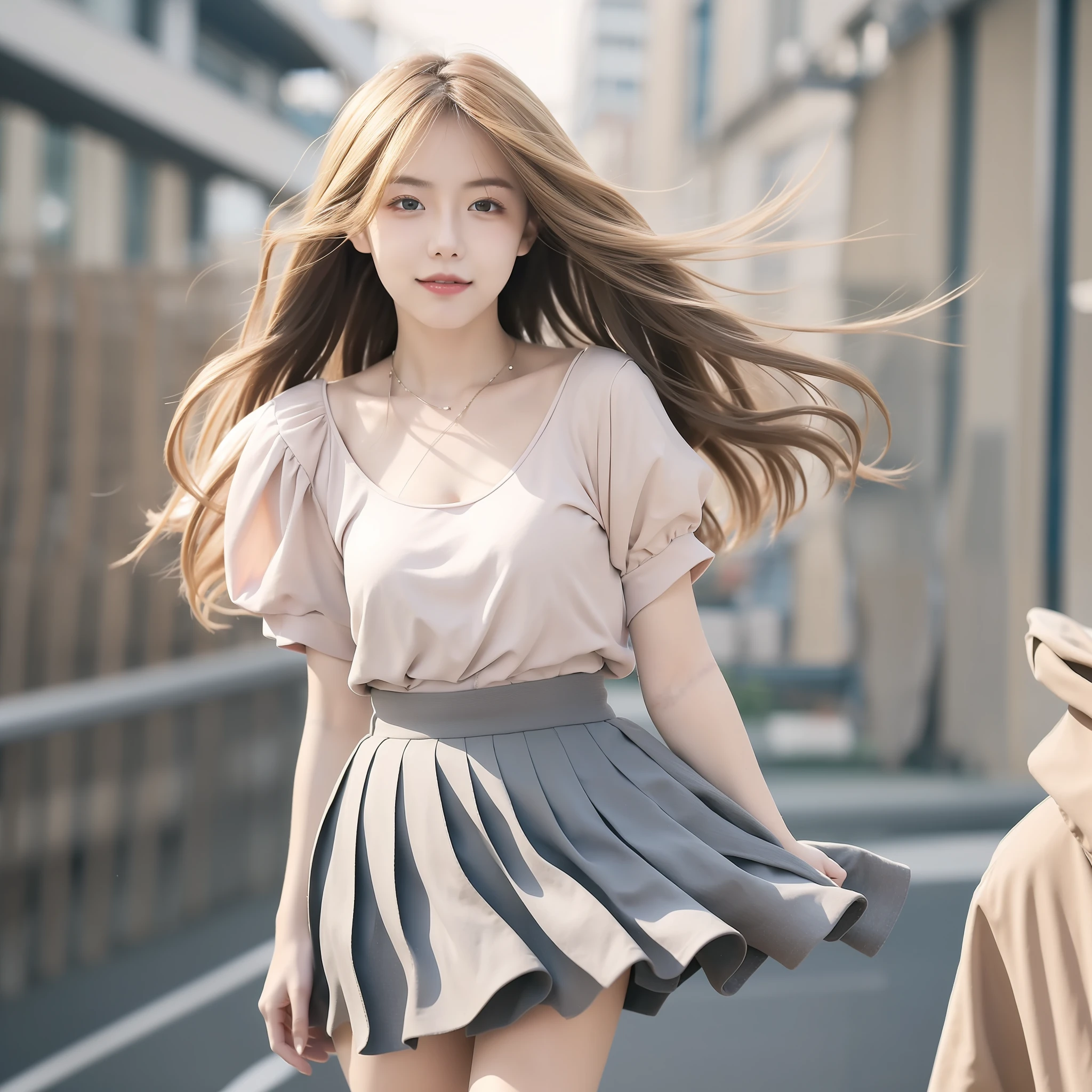 "(Best picture quality、A masterpice), white backgrounid, Ultra-thin paper,Sparkling, Beautiful and tasteful, The wind blew for a long time, curly blond hair, Vivid and stunning,Scottish pleated skirt,Greater wind,The wind blows hair,Floating hair,Static clothes,Short sleeved bodice。"