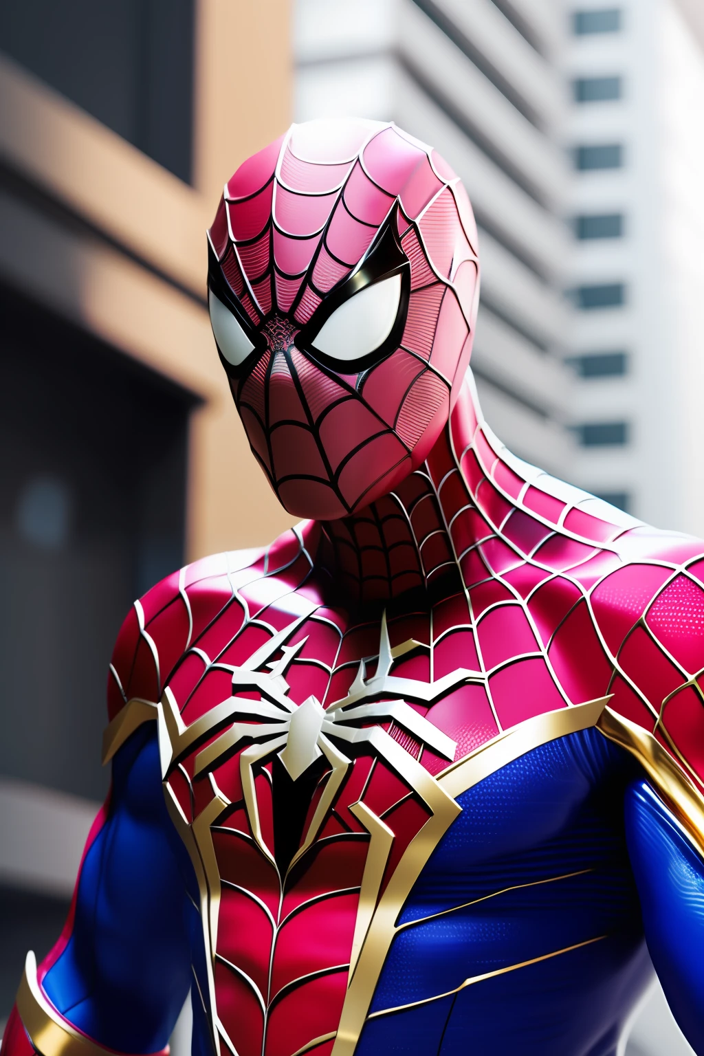 a close up of a statue of a man with a gold and white costume, super detailed render, 3 d render character art 8 k, intricate white and gold armor, full samurai armor spiderman, high detail iconic character, 8k render”, octane render ”, octane render”, super detailed octane render, super rendered in octane render, hyper detailed 3 d render, futuristic style spiderman
