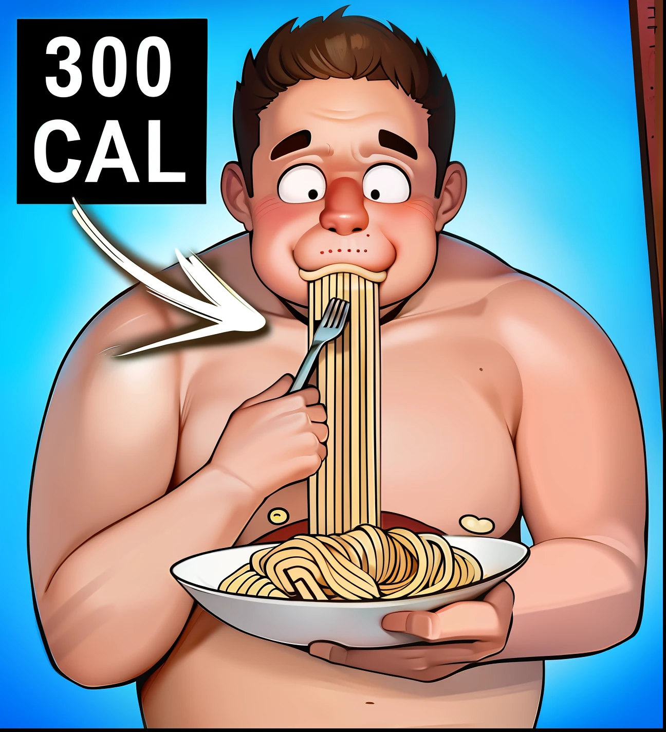 um desenho animado de um homem comendo espaguete com um garfo, comer espaguete, comer espaguete de uma tigela, eating noodles, eats pasta all the time, espaguete slurping, imagem de comida super realista, Peter Griffin Tipo de Corpo, eating ramen, espaguete, vida real peter griffin, Peter Griffin na vida real, eating camera pov, scary noodles, noodle, Mukbang