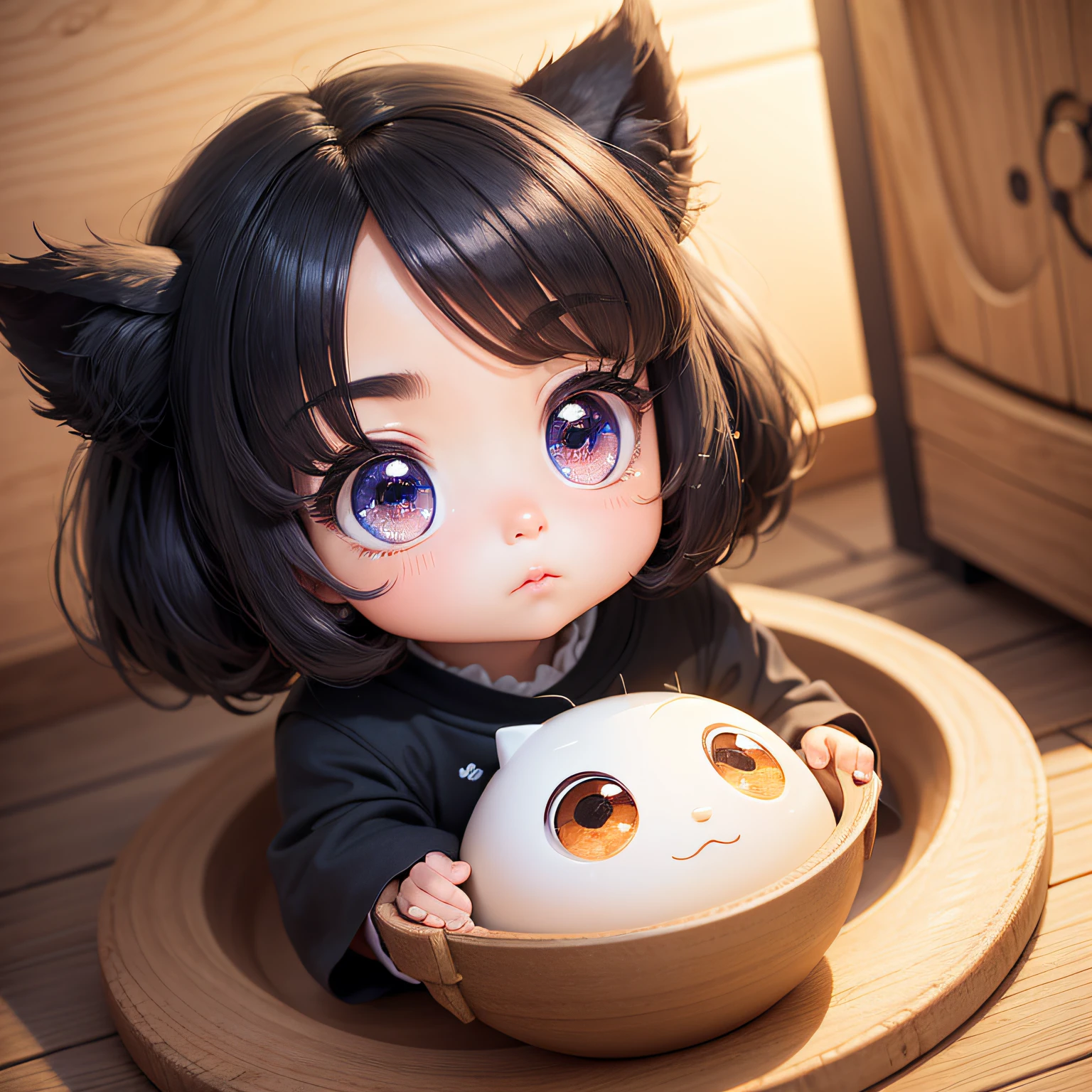 best qualityer, tmasterpiece, High- sharpness, A rice ball,Cartoon version,Big eyes and long eyelashes,Make a wow emoji,Eyes sparkle --auto
