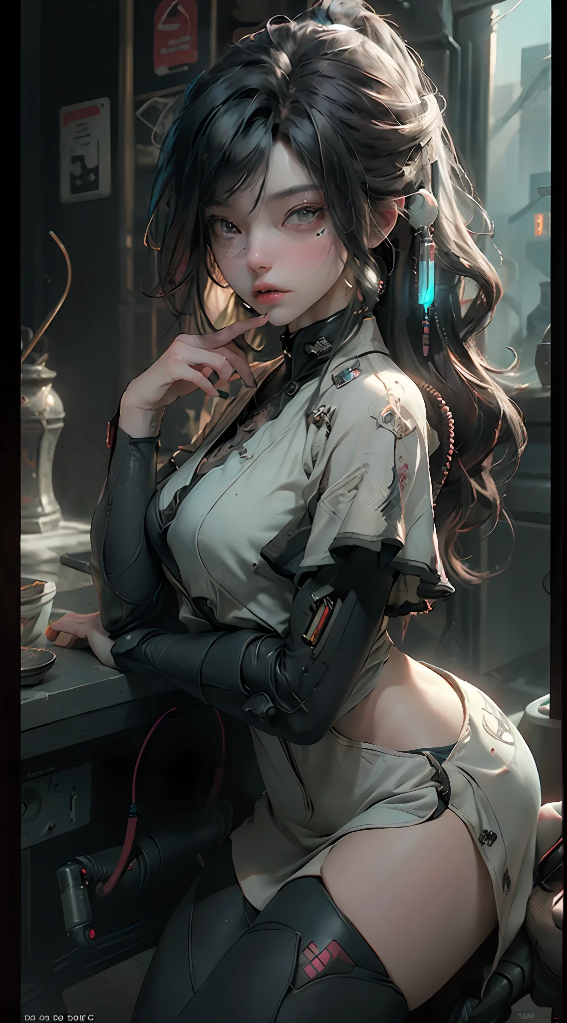 ((Best quality)), ((masterpiece)), (detailed:1.5), 3D, an image of a beautiful cyberpunk female,HDR (High Dynamic Range),Ray Tracing,NVIDIA RTX,Super-Resolution,Unreal 5,Subsurface scattering,PBR Texturing,Post-processing,Anisotropic Filtering,Depth-of-field,Maximum clarity and sharpness,Multi-layered textures,Albedo and Specular maps,Surface shading,Accurate simulation of light-material interaction,Perfect proportions,Octane Render,Two-tone lighting,Wide aperture,Low ISO,White balance,Rule of thirds,8K RAW,