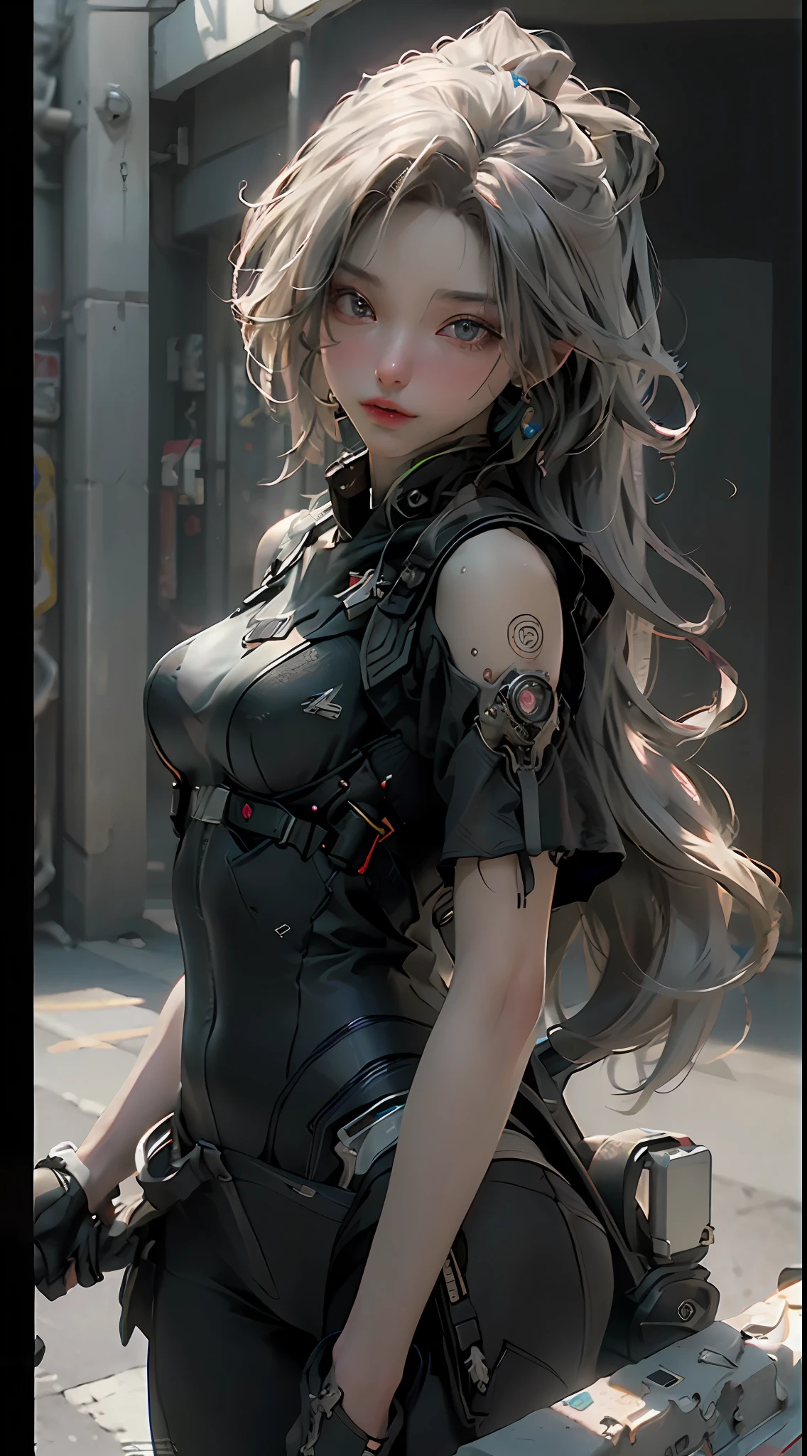 ((Best quality)), ((masterpiece)), (detailed:1.5), 3D, an image of a beautiful cyberpunk female,HDR (High Dynamic Range),Ray Tracing,NVIDIA RTX,Super-Resolution,Unreal 5,Subsurface scattering,PBR Texturing,Post-processing,Anisotropic Filtering,Depth-of-field,Maximum clarity and sharpness,Multi-layered textures,Albedo and Specular maps,Surface shading,Accurate simulation of light-material interaction,Perfect proportions,Octane Render,Two-tone lighting,Wide aperture,Low ISO,White balance,Rule of thirds,8K RAW,