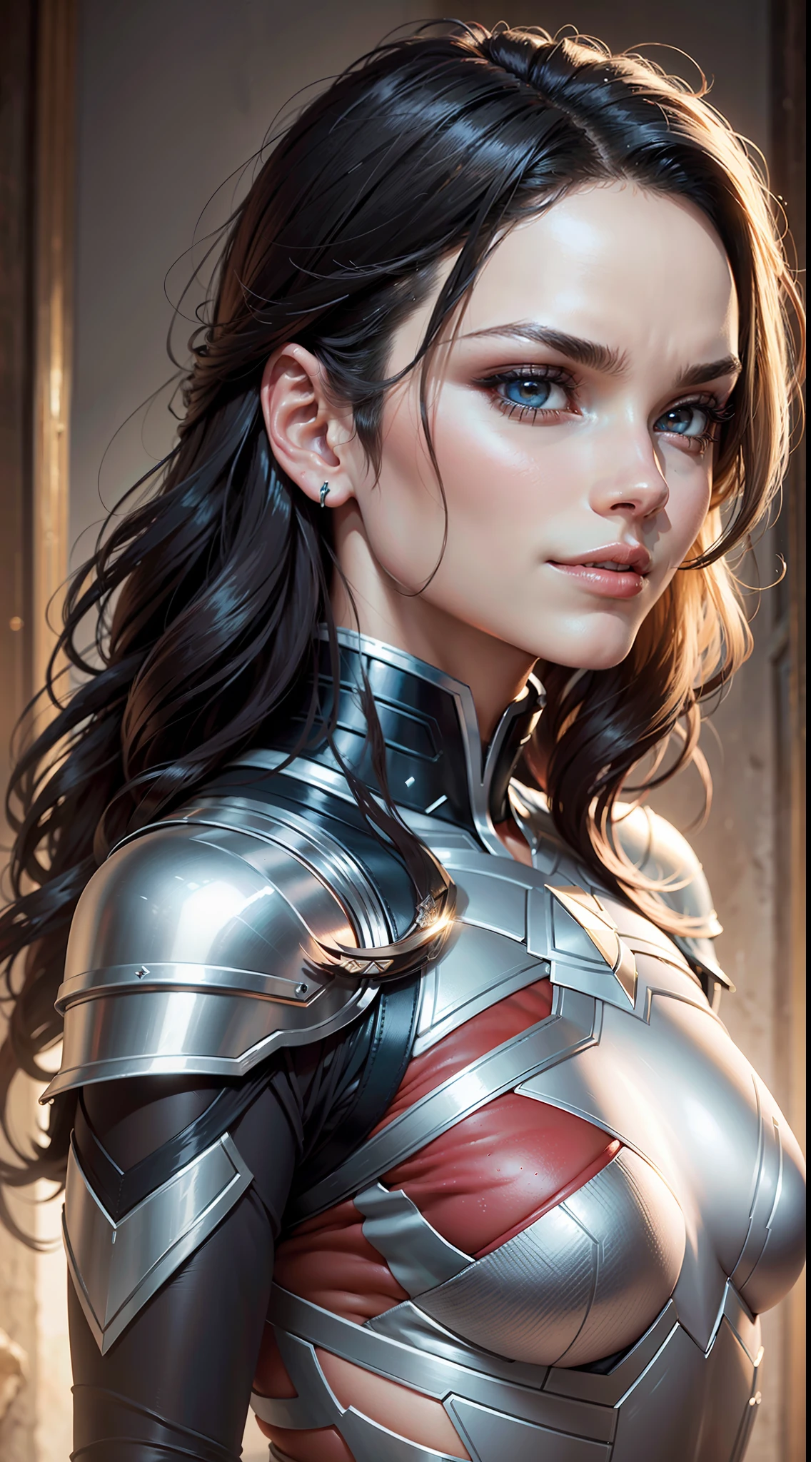 obra-prima, ultra high-resolution, Maximum quality, 8K, foto realista, qualidade de cinema, Jaimie Alexander/Lady Sif, (corpo inteiro), identical face, magra, quadris largos, coxas grossas, rosto muito detalhado, olhos extremamente detalhados, sorriso malicioso, vestindo micro short e blusinha, natural lightting, soft pellet, Péle Lisa, human skin, cabelos sedosos, muito atraente, sexy, Side view, bunda grande
