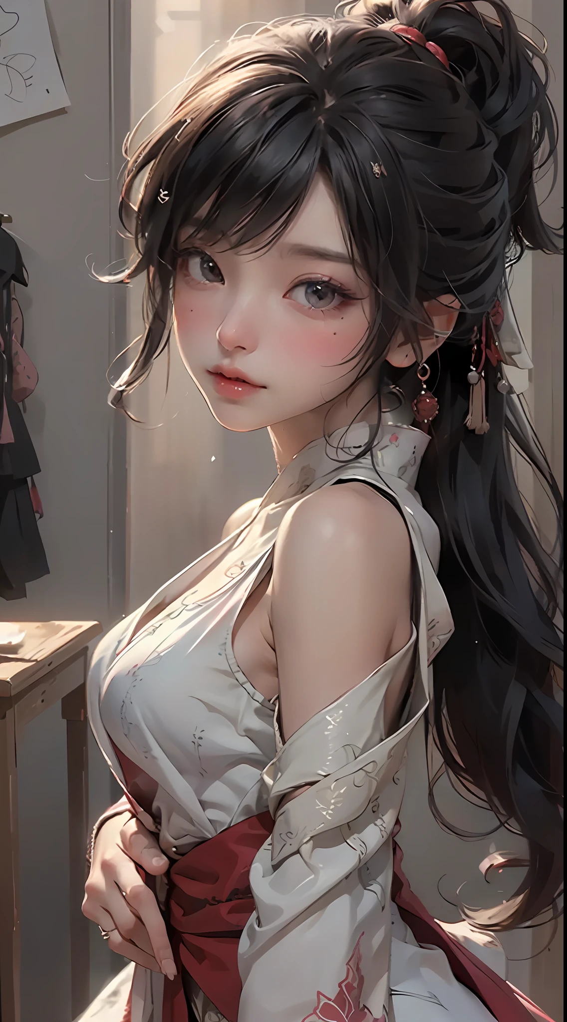 master piece,hyper qualit, ultra - detailed,Perfect drawing,A high resolution、2Kizi、Japan idol、Student clothes、Look at each other from the front、((Kiss))、(((French kiss)))、hugging eachother,As if pushing each other、Staring at each other、Moist eyes、half-open lips、Beautiful、Red blush(0.2)、Functional、seductiv、Trance、instigate、Beauty、bustup、Shunguang、、Shoot diagonally down from the front、precise drawing、Detailed drawing、Precise anatomy、dress room、beatiful background