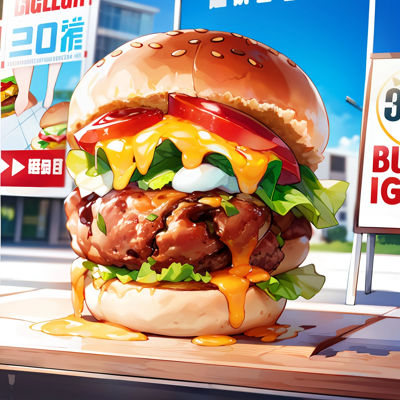 Gourmet egg burger 3 pieces 10 yuan billboard size 113*20
