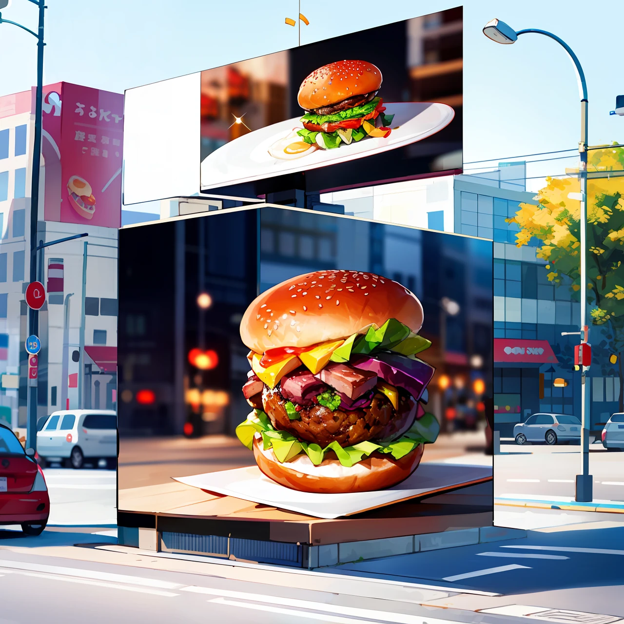 Gourmet egg burger 3 pieces 10 yuan billboard size 113*20