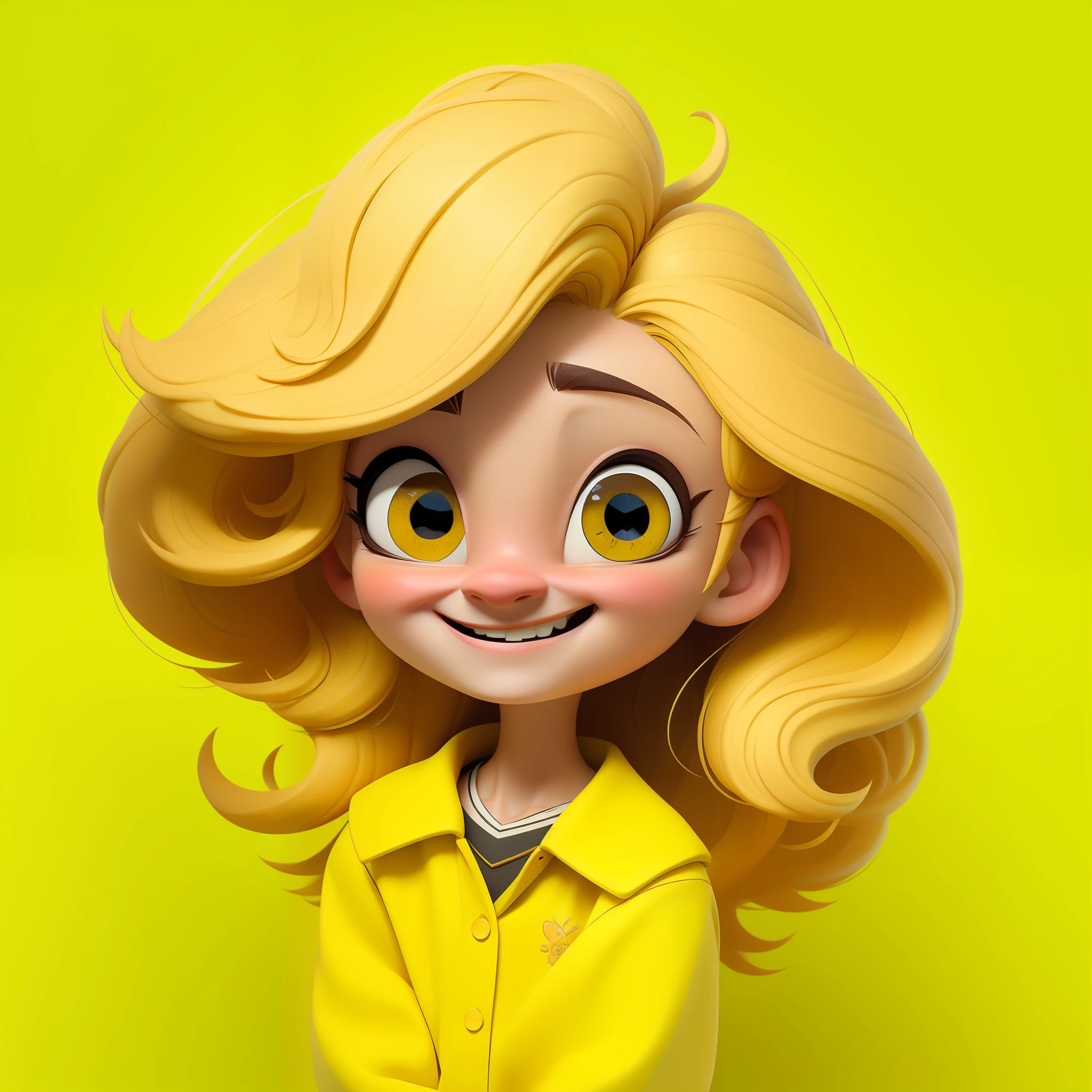 Sozinhe, 1magical creature, Non-binary focus, fundo simples, Face with cheerful expression, uma criatura pequena, cabelo curto e raspado nos lados, sorridente, various poses and with various expressions. Yellow is a magical color with a cheerful and effervescent personality. Elu tem um tom amarelo ensolarado, com cabelos dourados que parecem raios de sol. His eyes are radiant and sparkle with contagious joy