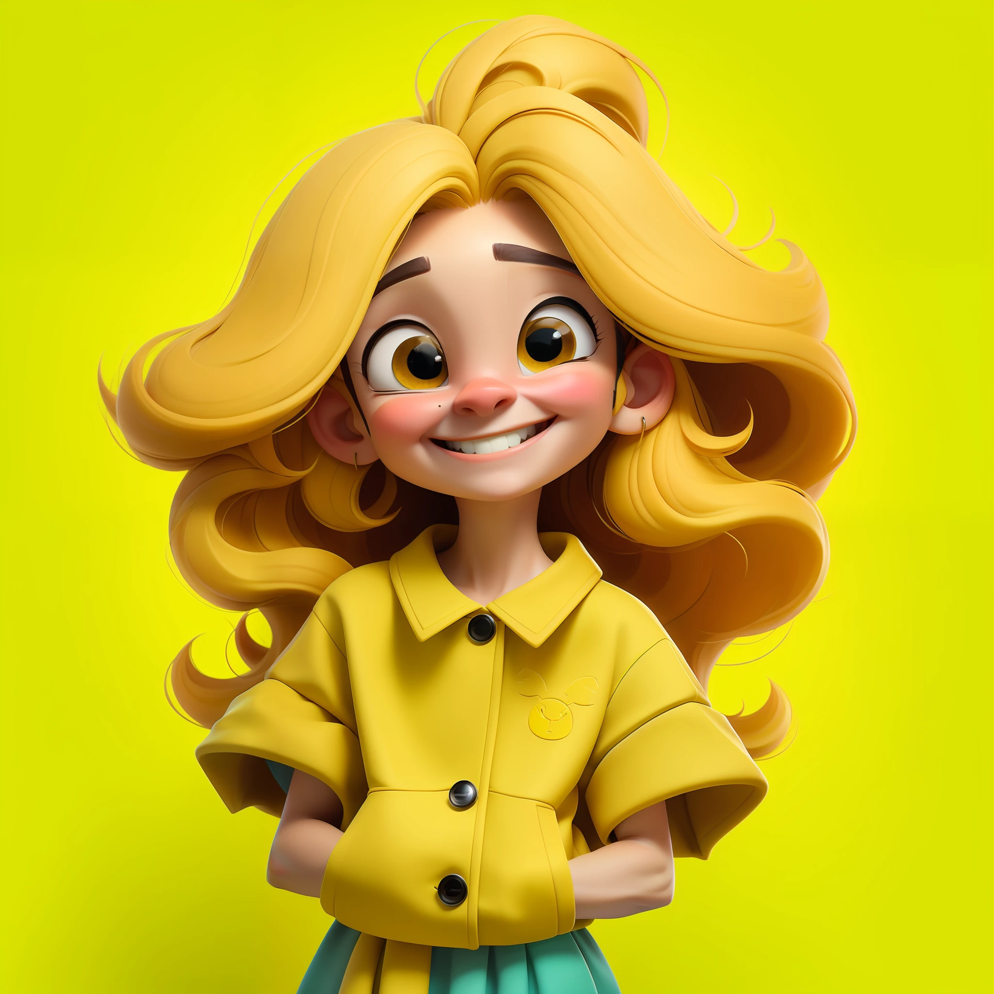 Sozinhe, 1magical creature, Non-binary focus, fundo simples, Face with cheerful expression, uma criatura pequena, cabelo curto e raspado nos lados, sorridente, various poses and with various expressions. Yellow is a magical color with a cheerful and effervescent personality. Elu tem um tom amarelo ensolarado, com cabelos dourados que parecem raios de sol. His eyes are radiant and sparkle with contagious joy