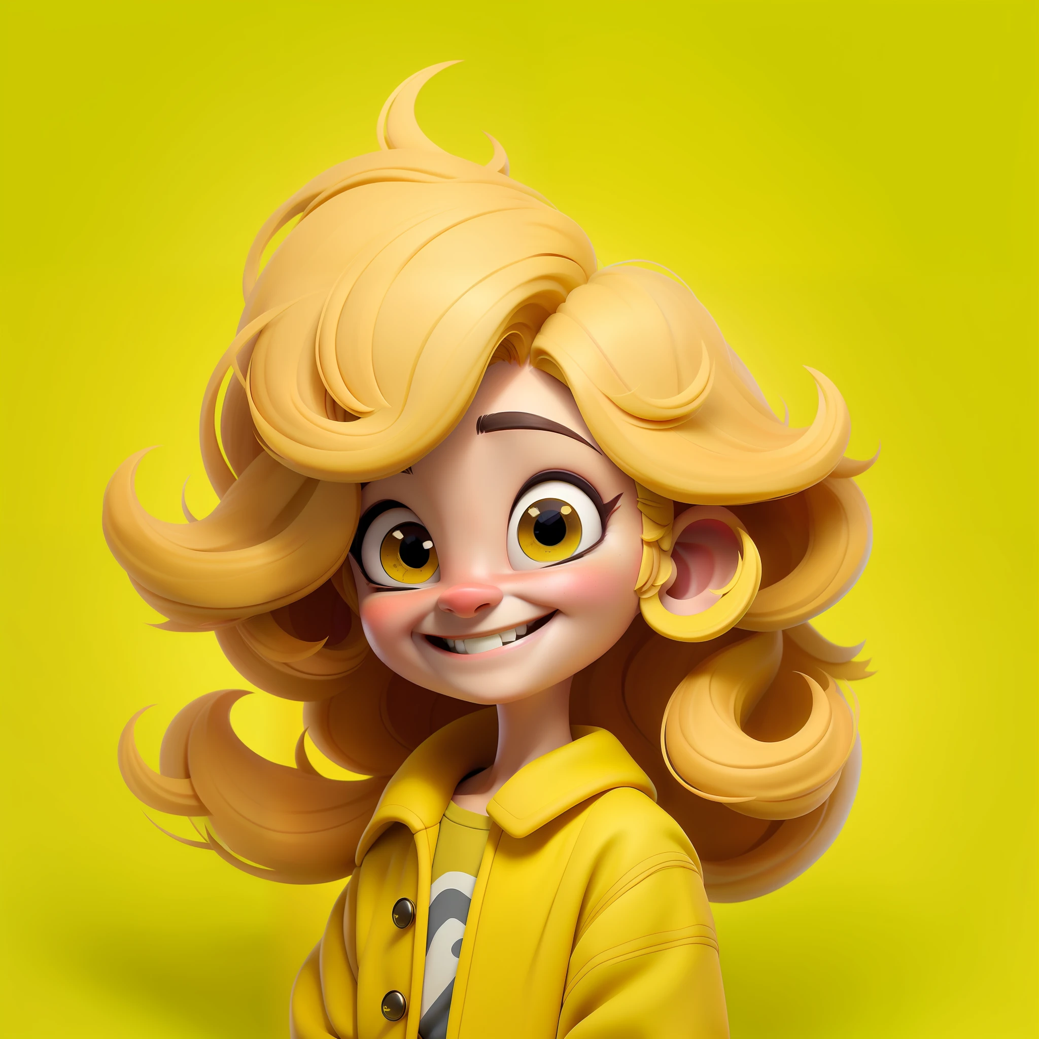 Sozinhe, 1magical creature, Non-binary focus, fundo simples, Face with cheerful expression, uma criatura pequena, cabelo curto e raspado nos lados, sorridente, various poses and with various expressions. Yellow is a magical color with a cheerful and effervescent personality. Elu tem um tom amarelo ensolarado, com cabelos dourados que parecem raios de sol. His eyes are radiant and sparkle with contagious joy