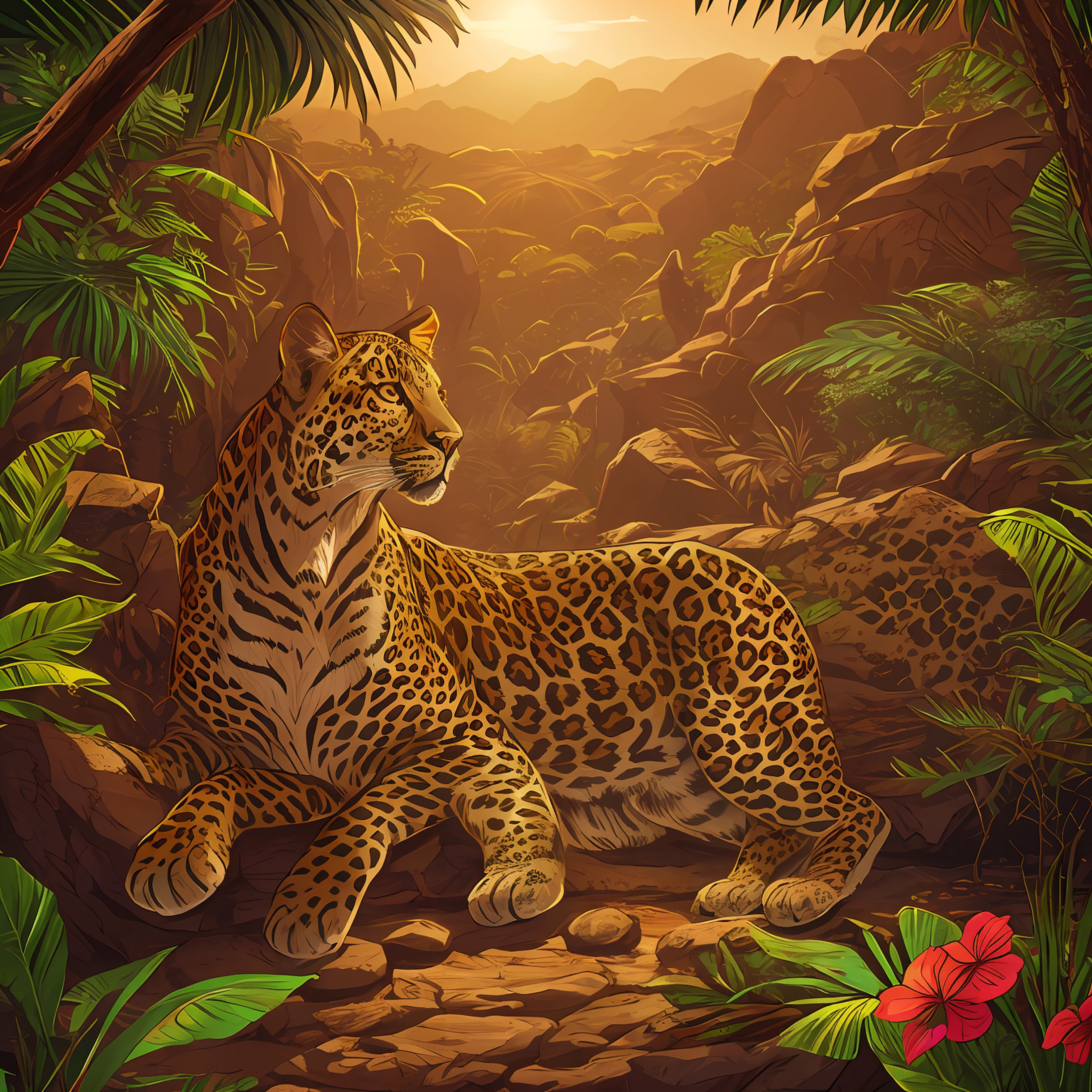 African pattern style, Detailed jungle leopard, Intricate illustration in African tribal pattern style, best of behance, cel shading, Dark background, Breathtaking, 8 k resolution, Extremely detailed, Beautiful, establishing shot, Artistic, Hyperrealistic, rendering by octane, Cinematic lighting, Dramatic lighting, A masterpiece of vector art --auto