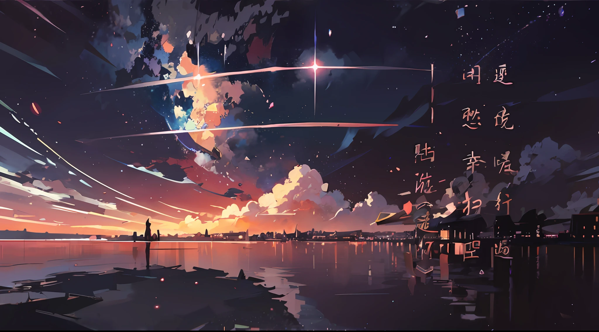 Anime - Beautiful sky with stars and planets，Cosmic sky style scene。Written by Makoto Shinkai， Anime art wallpaper 4k， Anime art wallpaper 4 K， Anime art wallpaper 8 K， Anime wallpaper 4K， Anime wallpapers 4 k， 4K anime wallpaper， Anime Sky， Amazing wallpapers， anime backgrounds， heaven planet in background， Anime background art