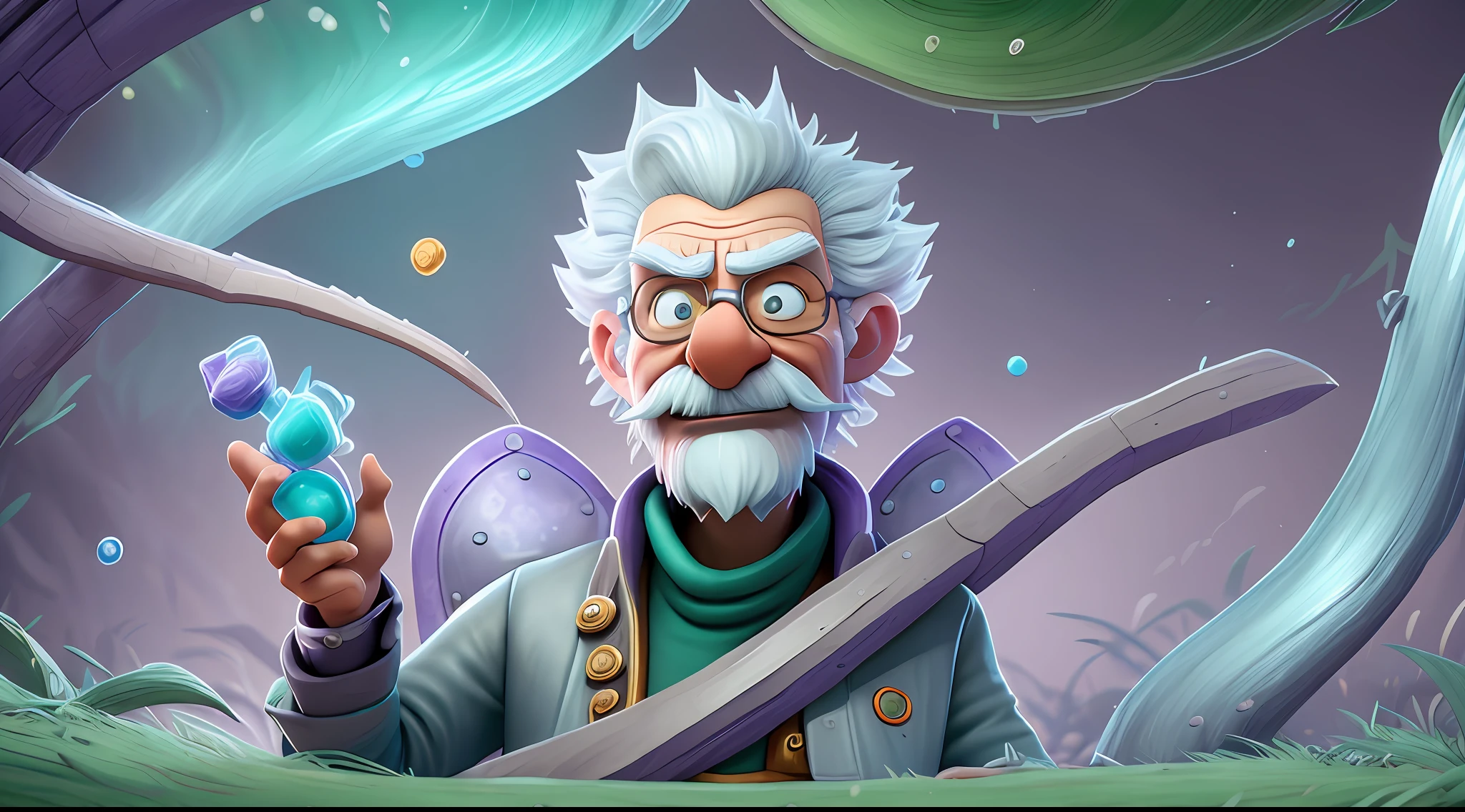 Rick Sánchez Masterpiece, melhor qualidade, (muito detalhado CG unificado papel de parede 8k), (melhor qualidade), (best illustration), (melhor sombra), Close-up of a man with white hair and white mask, bela pintura de figura, Guviz, Estilo de arte de Guvitz Guvitz, deus de cabelos brancos, Yang J, Exquisite Character Epic Art, art of awesome character, Qi do ventilador, Wu Zhun Shifan, Guvitz na empresa pixiv art station, elfo brilhante, com um cervo brilhante, Drinking water in the pool, Elementos naturais na floresta tema. floresta misteriosa, bela floresta, Natureza, cercada de flores, folhas delicadas e galhos cercados por vagalumes (elementos naturais), (Tema Selva), (folhas), (galhos), (vagalumes), (particle effects) e outros 3D, octan render, ray tracing, super detalhado