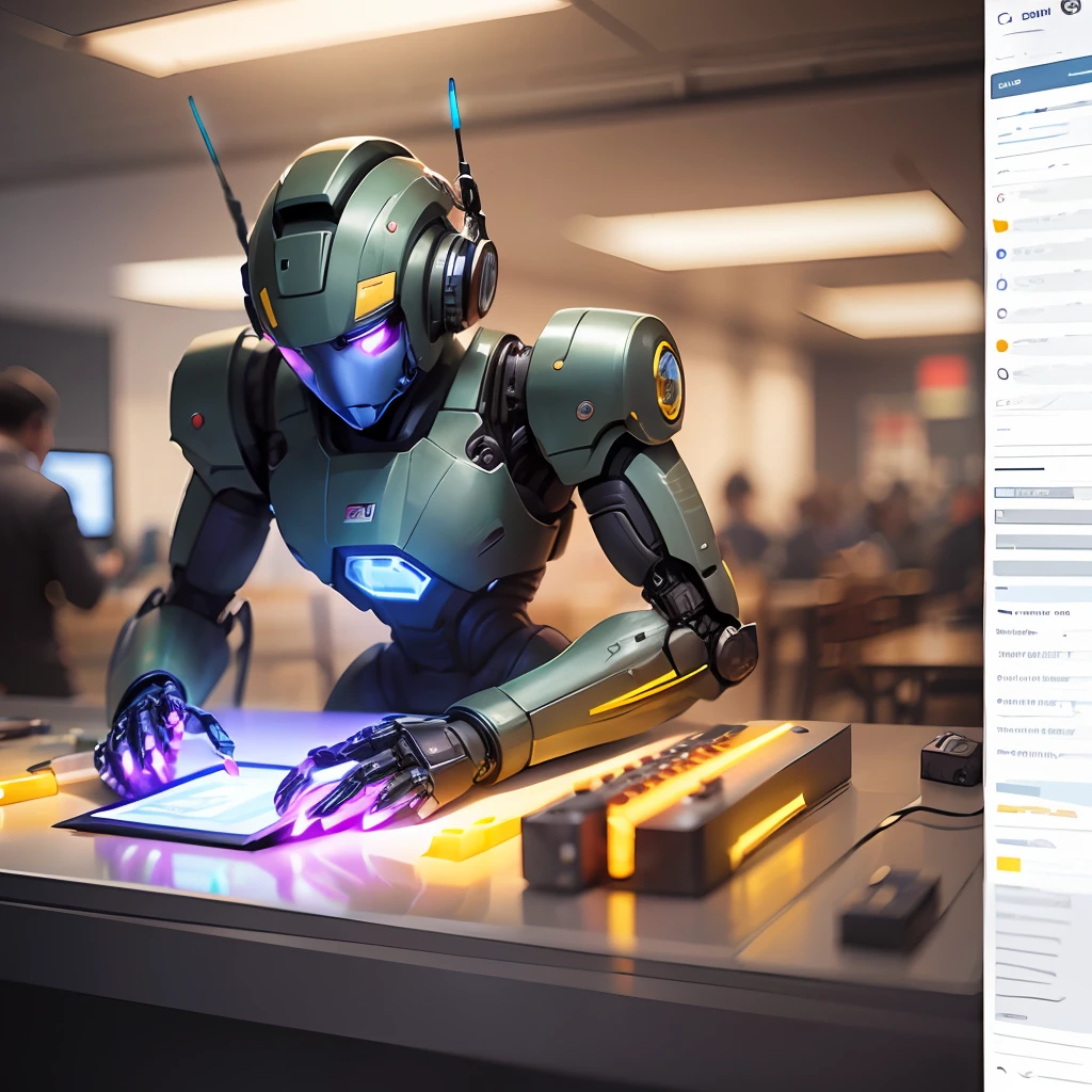 A ROBOT WRITING IN A LED HUD LIST OF CONFIGURATIONS OF ARTIFICIAL INTELIGENCE SKILLS --auto --s2