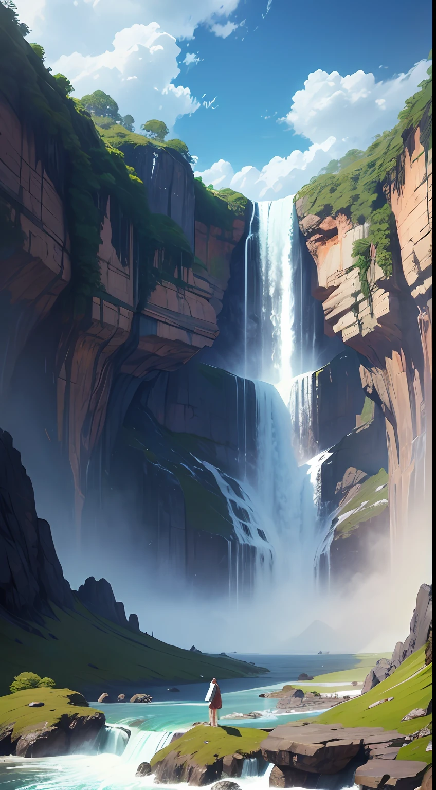 Transport yourself to a mystical island where the waterfalls flow upwards and the mountains are made of glass. --auto