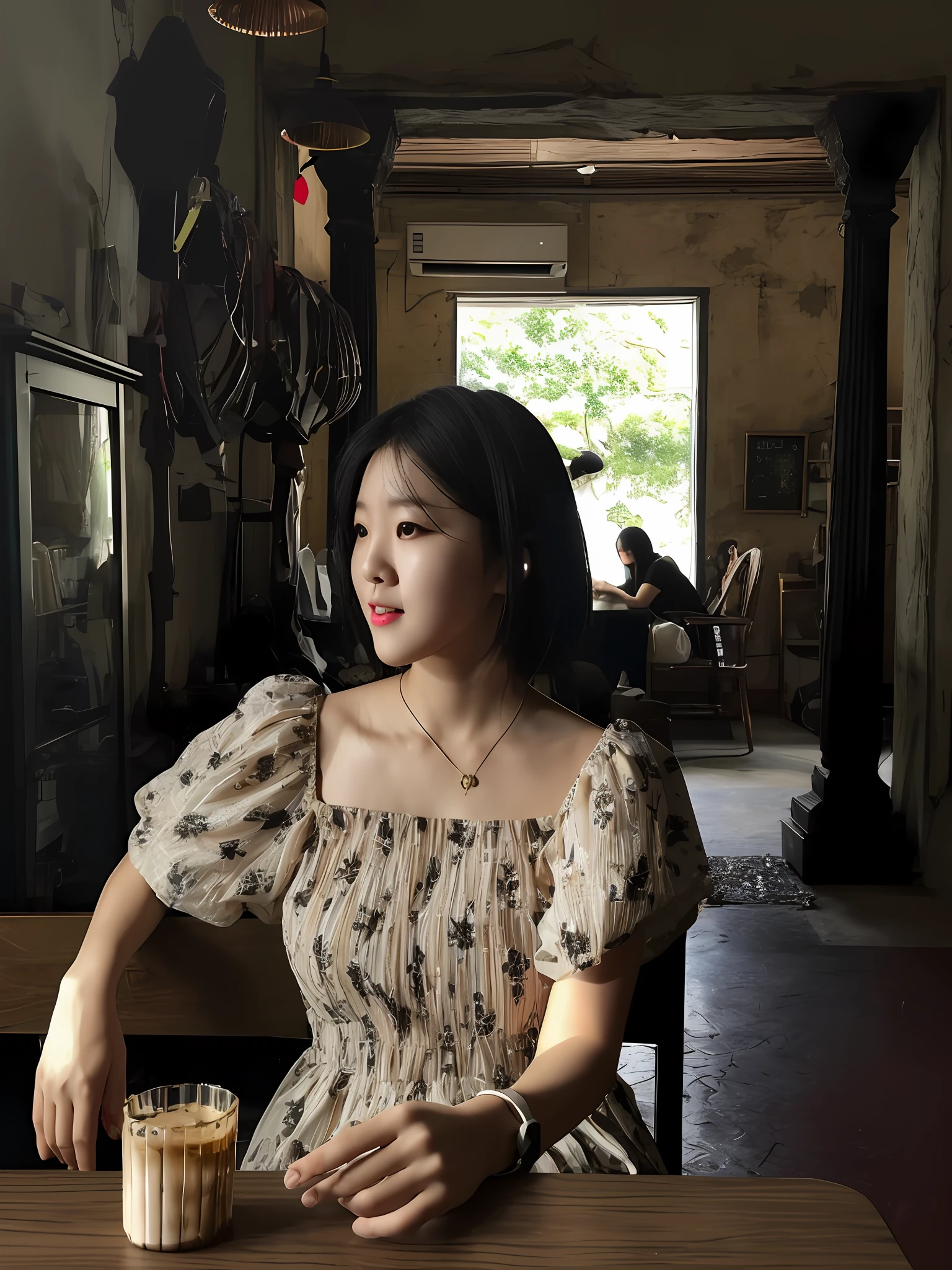 Best quality，4k，The light and shadow are obvious，Good light，Cute girls，Korean girl