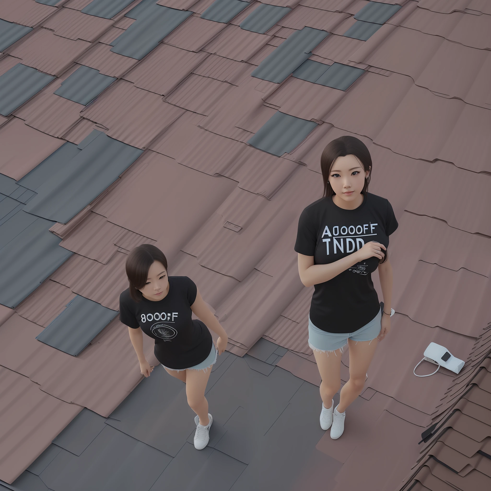 ((midynight, Need, 8k, tmasterpiece:1.3)), full bodyesbian, Long legs, Focalors:1.3, perfect figure beautiful woman:1.4, Slim abs:1.1, ((Short dark brown hair, huge tit:1.2 )), (white tight t-shirt, blacksilk, standing on your feet:1.2), ((city night scene, the roof:1.3)), Highly detailed facial and skin texture, A detailed eye, 二重まぶた --auto