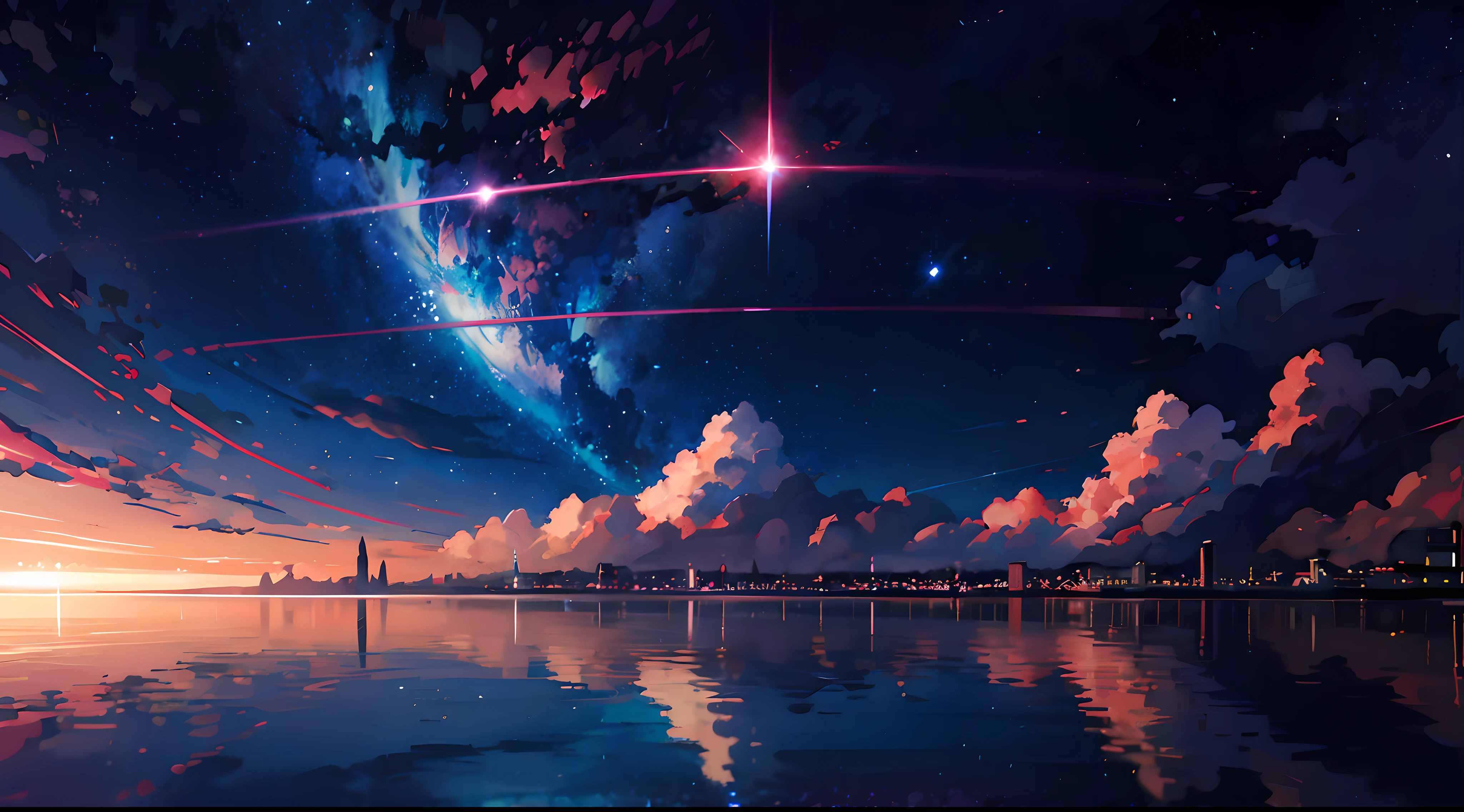 Instant perception of English characters and characters,Instant perception of English characters and characters,A journey through the mysterious universe,Dreamy starry sky、Planetary and outer space decoration,In Makoto Shinkai's anime artwork,360-degree panoramic view。Beautiful skies and stars await you,Use Stable Diffusion to generate 4K/8K anime wallpaper,Take you into the mysterious world of anime。