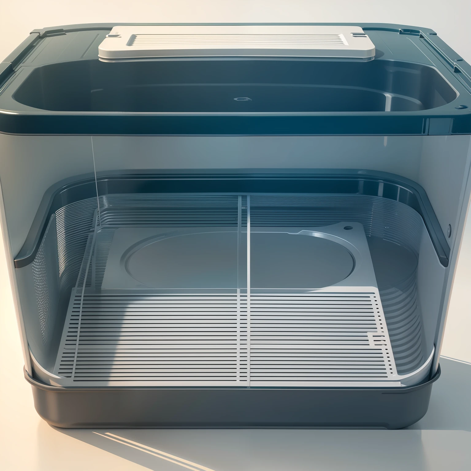 Food Containers,This structure is a bit like a drained fruit basket, Double layer construction, This storage product is mainly used for the storage of fruits or vegetables after washing. The storage box adopts a double-layer structure, The outer layer is transparent glass, The inner layer is translucent plastic with holes,Structural design, Product design, CreativeDesign, ux, practicability, Simple style, Product rendering, 16:9, 4K