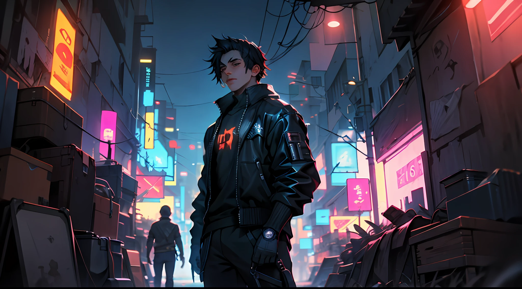 ultra detalhe, alta resolução, ultra detalhado, melhor qualidade, Awesome, qualidade superior, extremamente detalhado CG unidade de papel de parede 8k, cinematic lighthing , cyberpunk, dark boy, pulando um predio muito alto