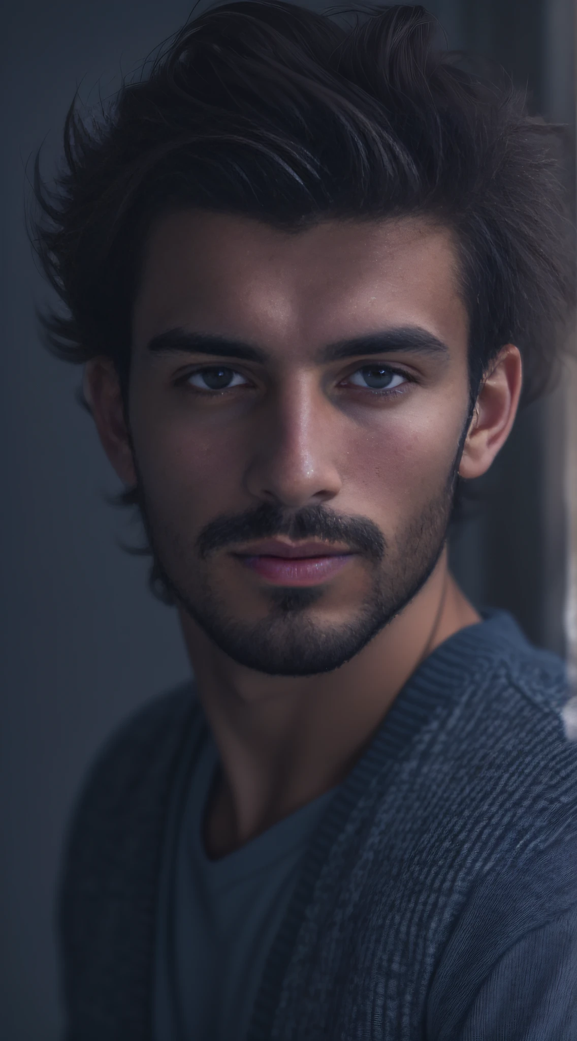 A 25-year-old man from Romania, masculino, barbado, barba cheia, modelo, corpo inteiro, muito bonito, looking-into-camera, imagem detalhada, UHD, 8k, bem iluminado, grain of film