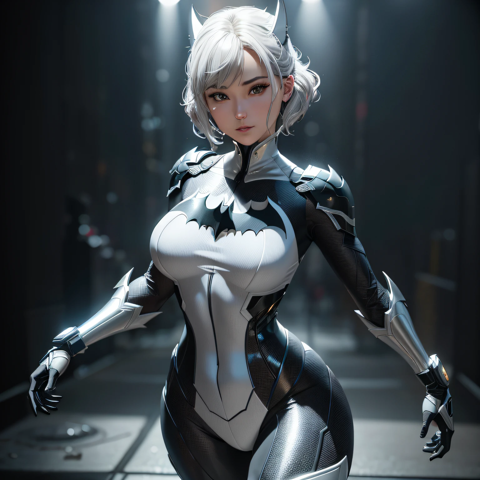 Batman cosplaying mulher em um terno de gato posando para uma foto, 3 d render arte do caractere 8 k, Ross Tran 8 K, Anigirl Batman, Artgerm ; motor 3d unreal, arte do personagem do motor irreal, 8K Artgerm Bokeh, unreal engine render + uma deusa, CGSetivity 8K, CGSetivity 8K, CGSetalidade 8K