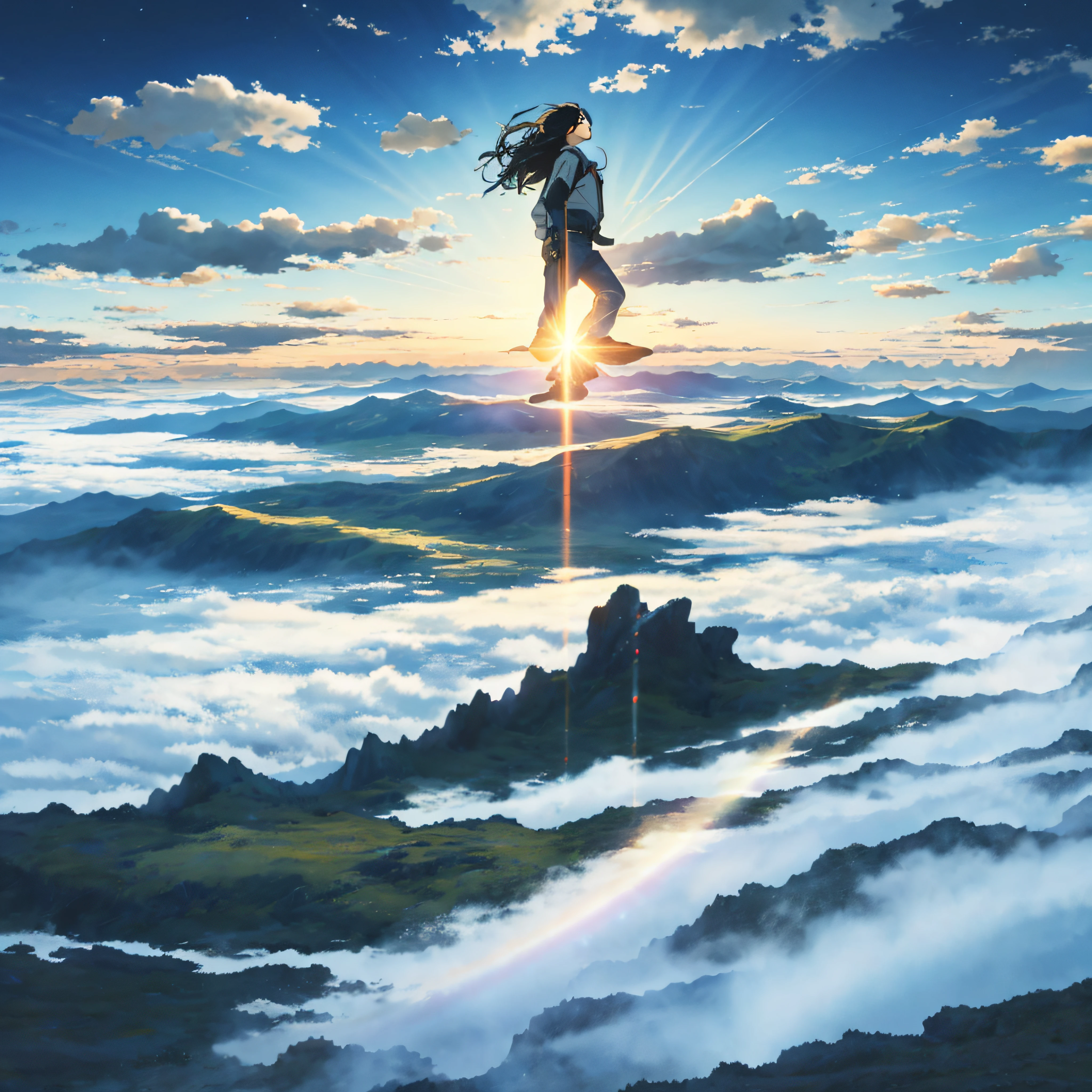 Vast sky、Mystical clouds、the beautiful skyline、Large grasslands、mont、extremely tense and dramatic pictures、the moving visual effects、high hanging Polaris、and colorful natural light。